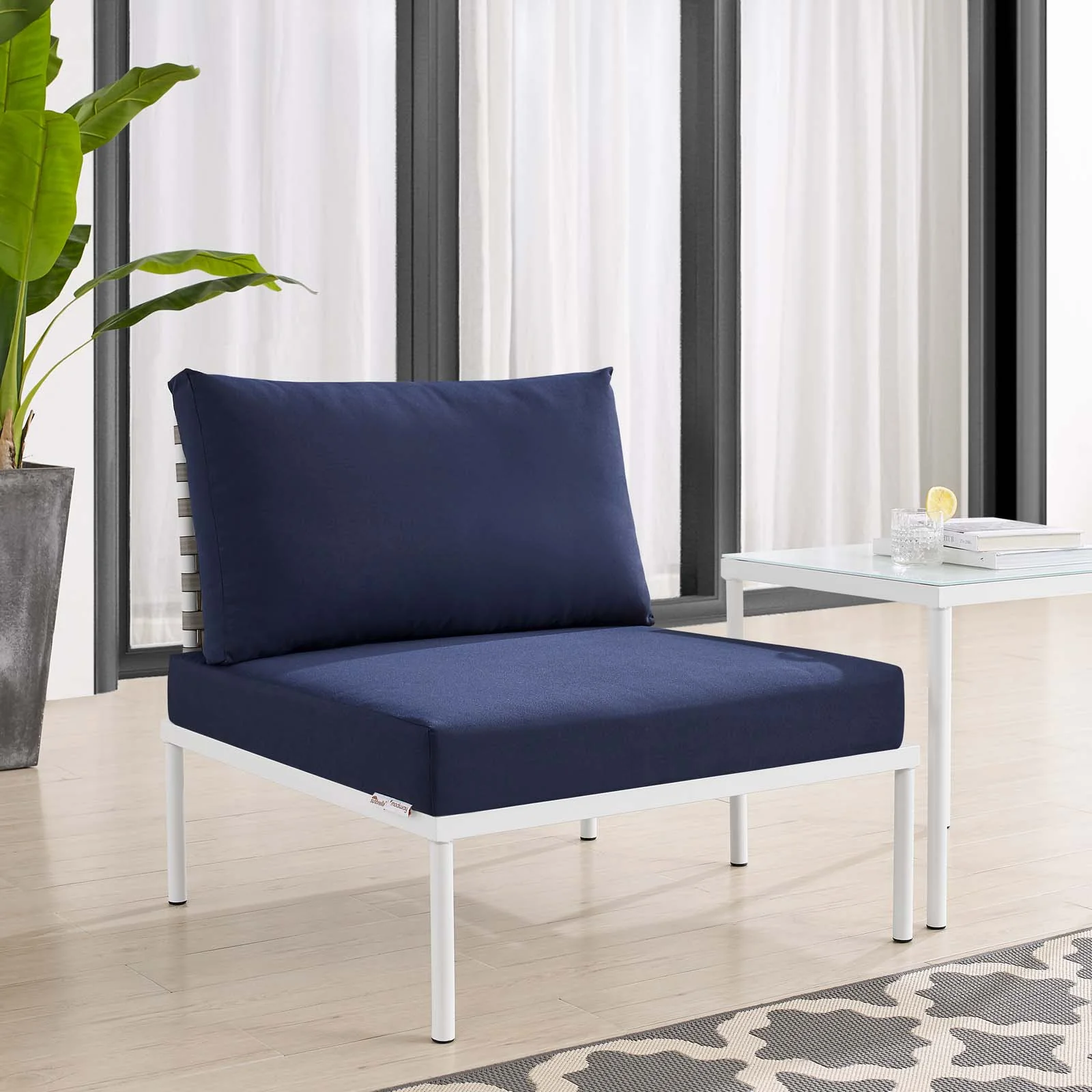 Harmony Sunbrella® Basket Weave Outdoor Patio Aluminum Armless Chair By Modway - EEI-4958 - Image 16
