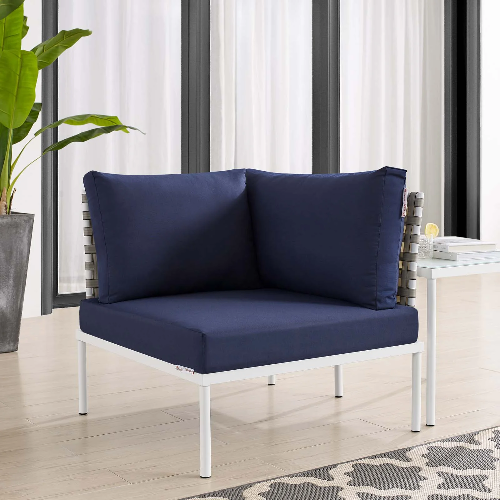 Harmony Sunbrella® Basket Weave Outdoor Patio Aluminum Corner Chair By Modway - EEI-4538 - Image 14