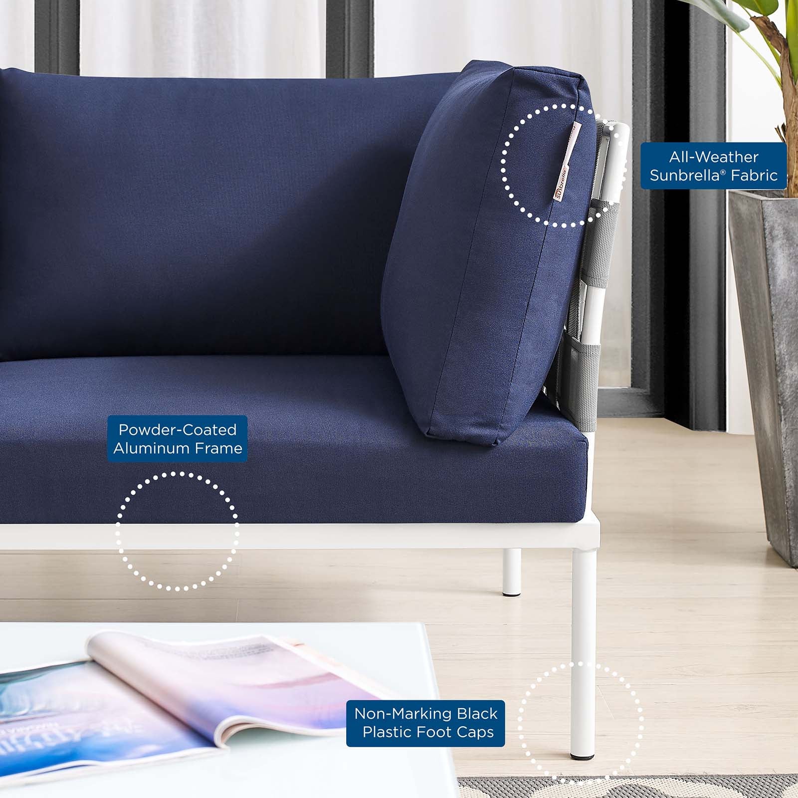 Harmony Sunbrella® Outdoor Patio Aluminum Loveseat By Modway - EEI-4964 - Image 14