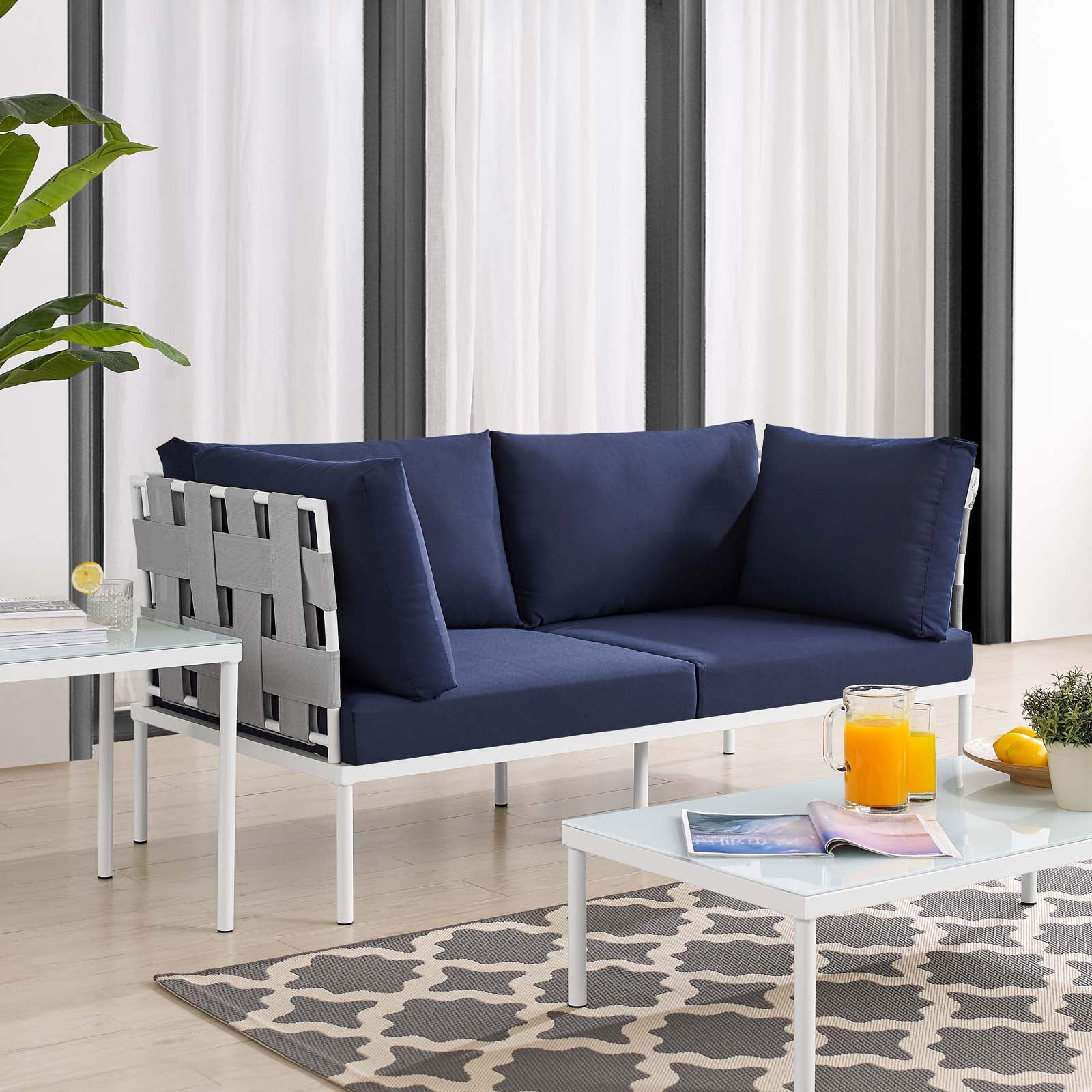 Harmony Sunbrella® Outdoor Patio Aluminum Loveseat By Modway - EEI-4964 - Image 16