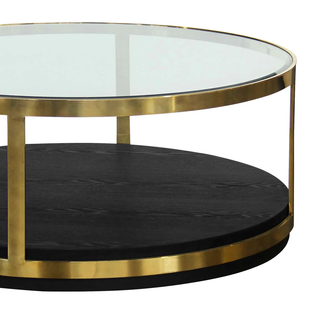 Hattie Contemporary Coffee Table in Brushed Gold Finish and Black Wood By Armen Living - Image 3