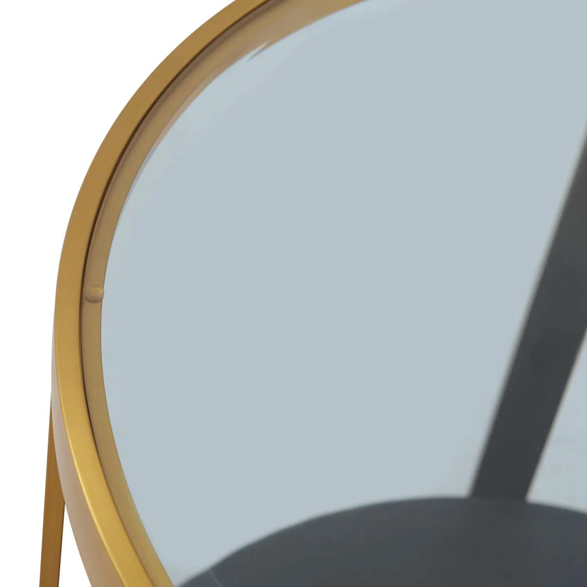 Hattie Glass Top and Walnut Wood End Table with Brushed Gold Frame By Armen Living - Image 4