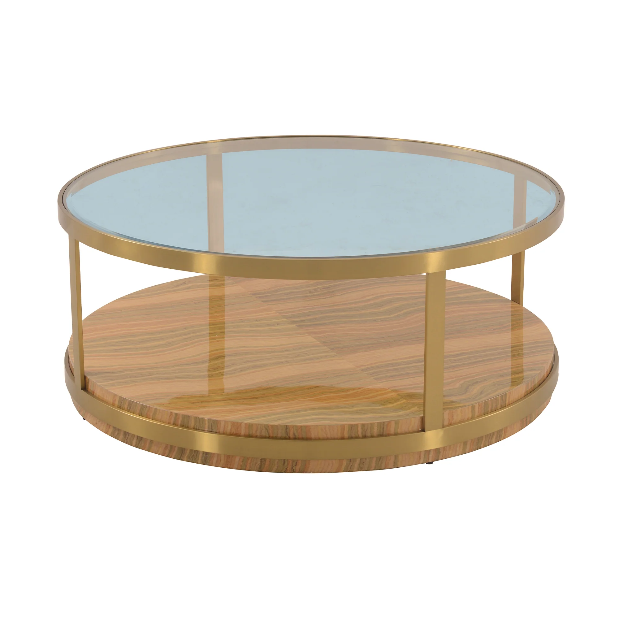 Hattie Glass Top Coffee Table with Brushed Gold Legs By Armen Living - Image 2