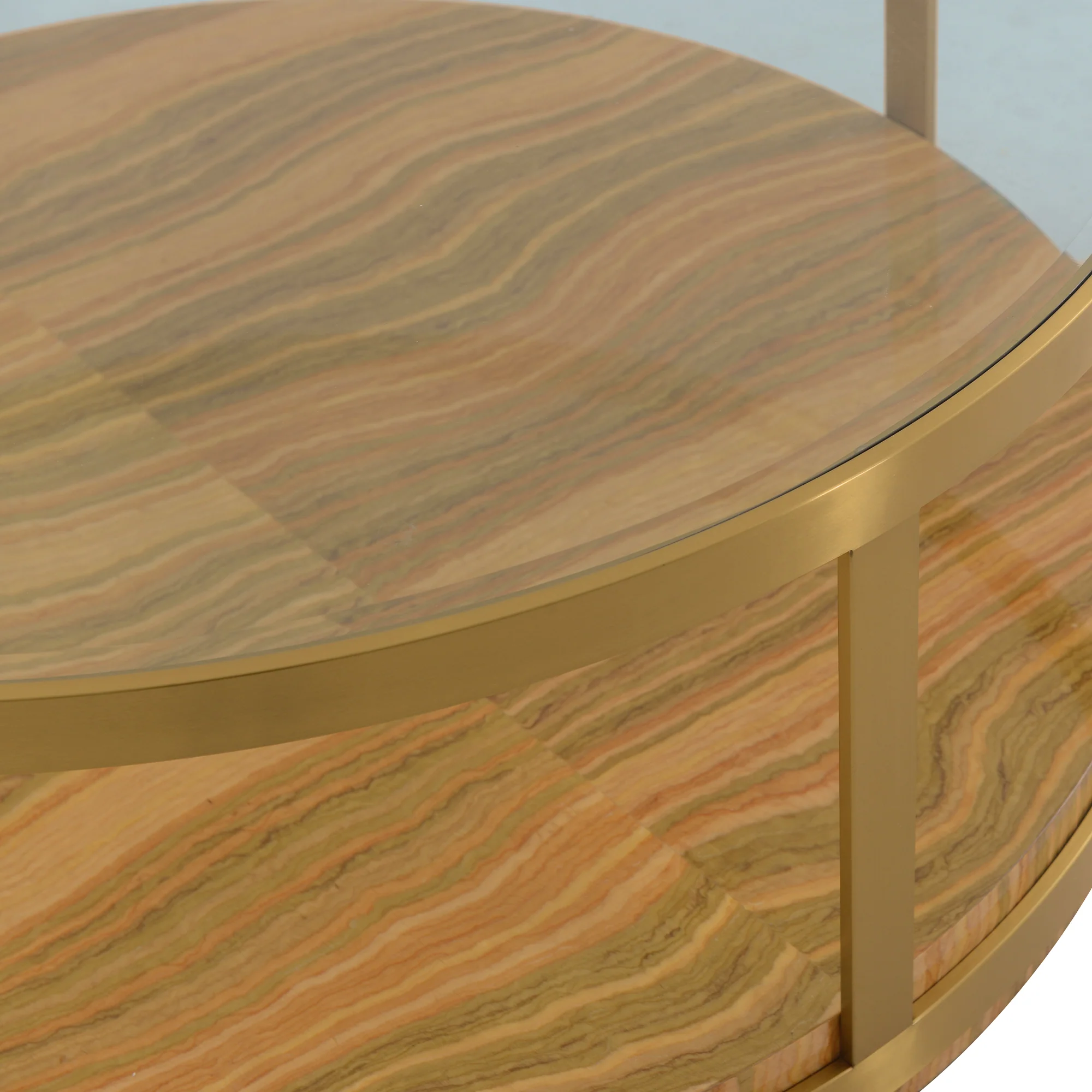 Hattie Glass Top Coffee Table with Brushed Gold Legs By Armen Living - Image 3