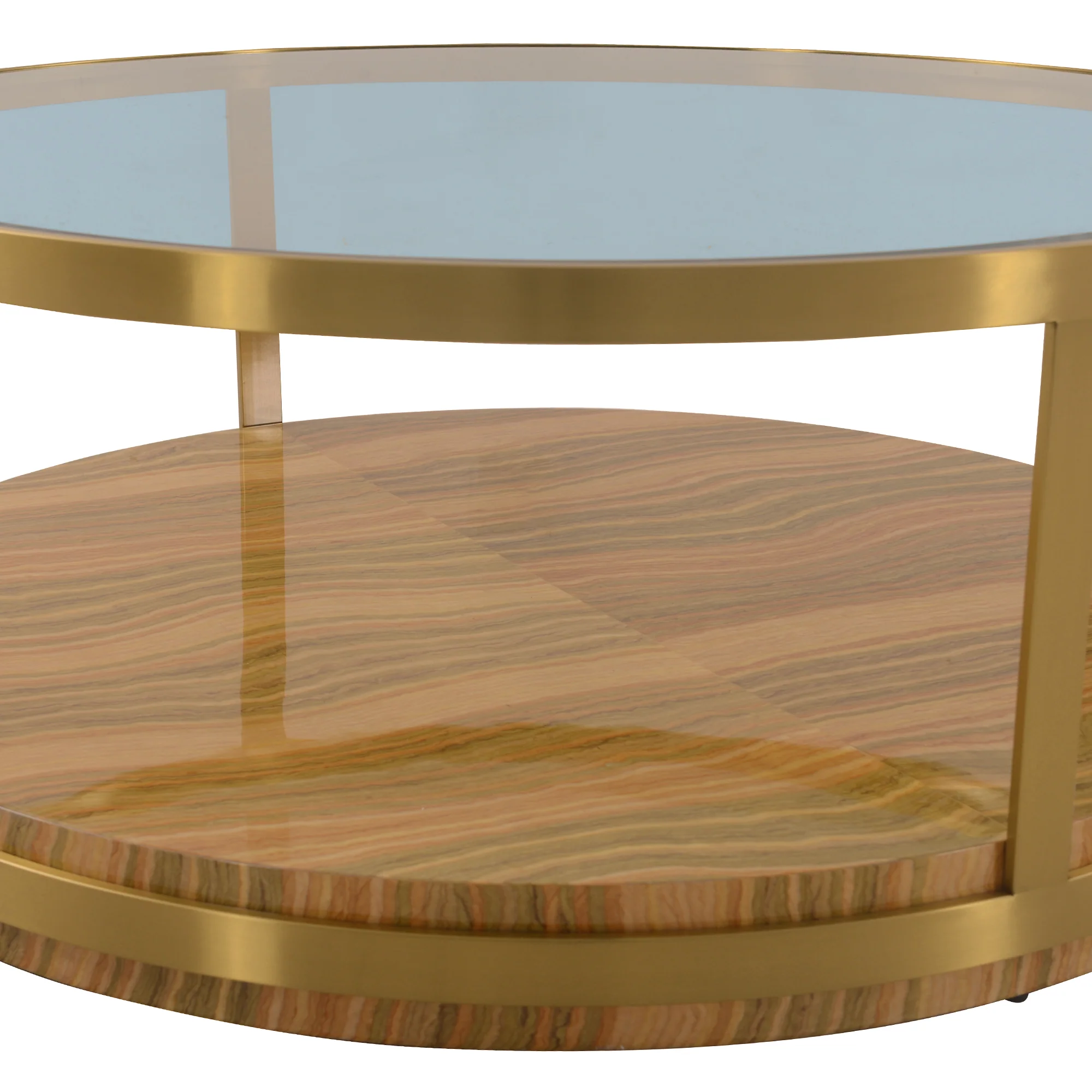 Hattie Glass Top Coffee Table with Brushed Gold Legs By Armen Living - Image 4