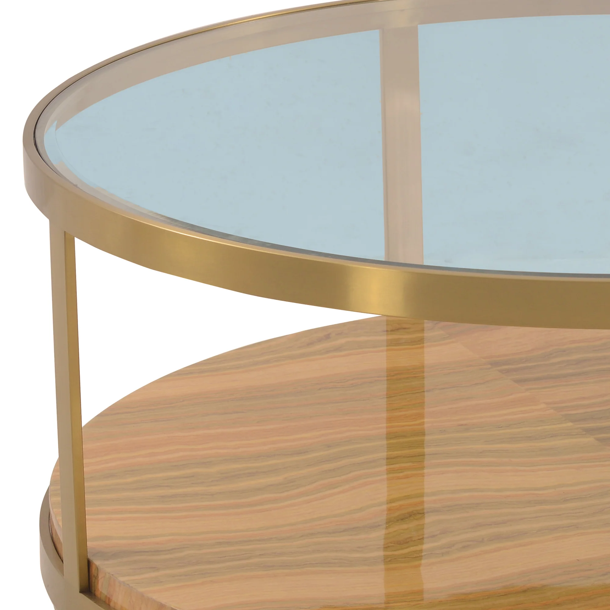 Hattie Glass Top Coffee Table with Brushed Gold Legs By Armen Living - Image 5