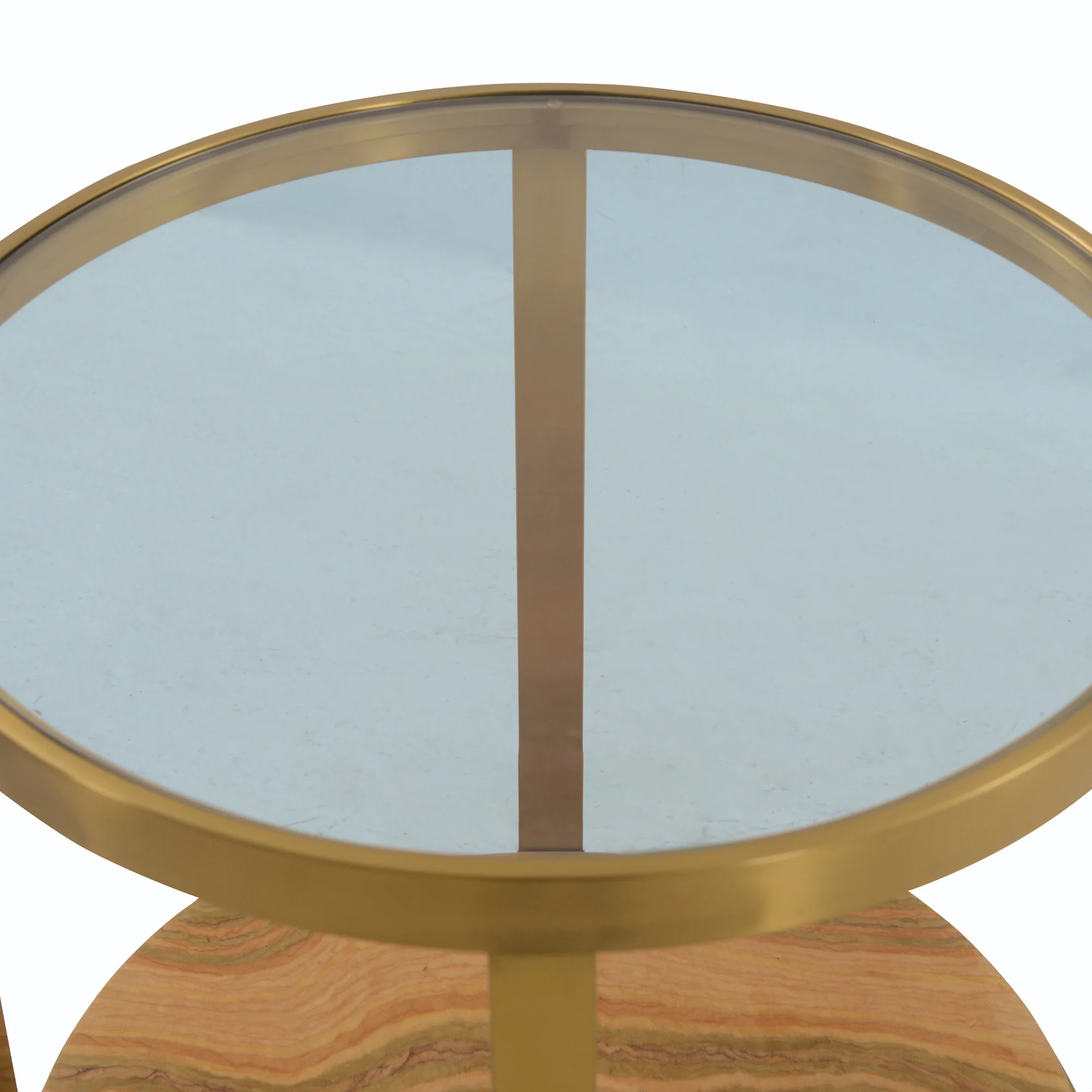 Hattie Glass Top End Table with Brushed Gold Legs By Armen Living - Image 3
