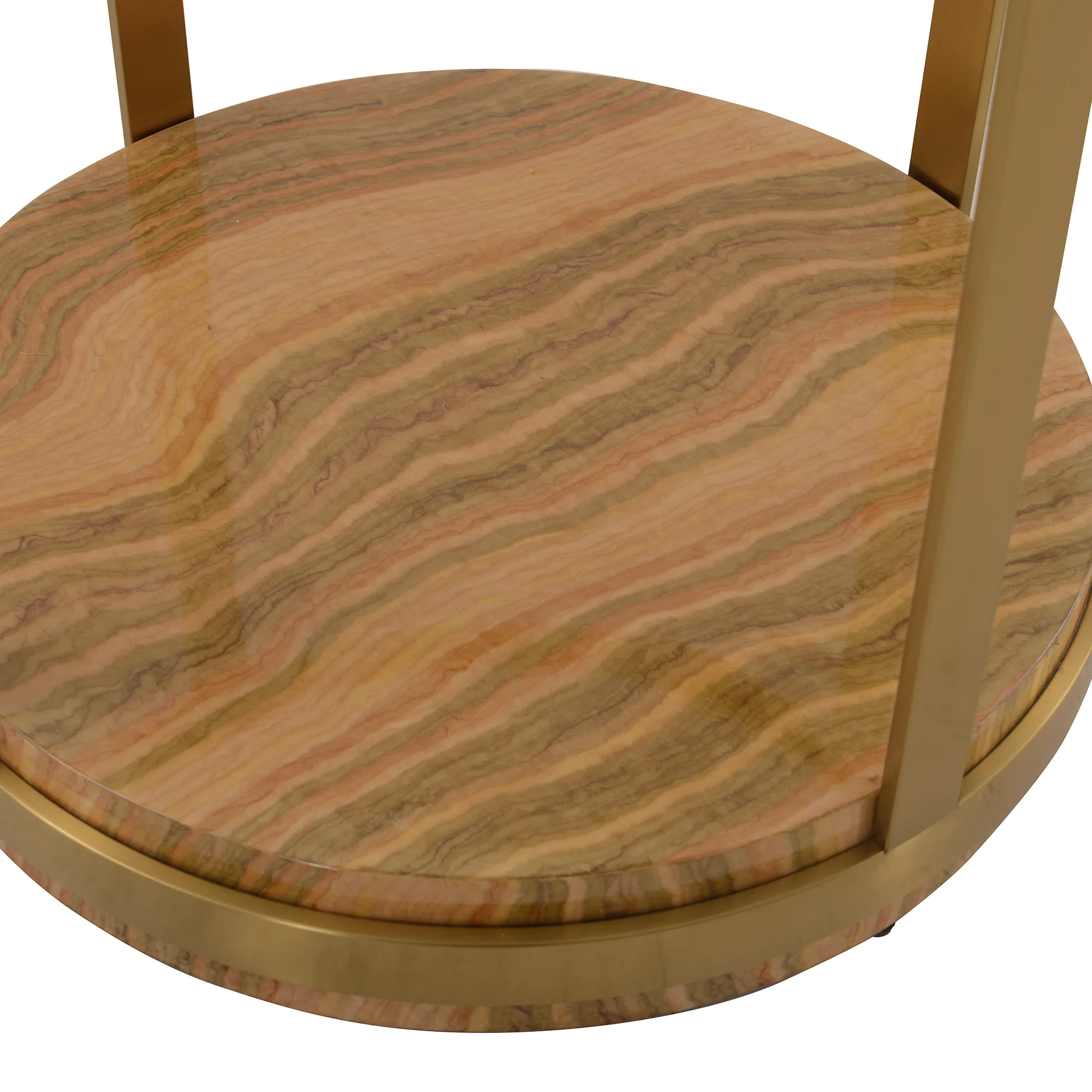 Hattie Glass Top End Table with Brushed Gold Legs By Armen Living - Image 5