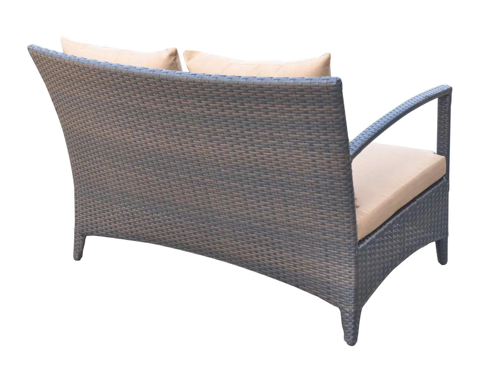 Havana 4 piece Outdoor Wicker Patio Set with Brown Fabric Cushions and Tempered Glass Top By Armen Living - Image 4