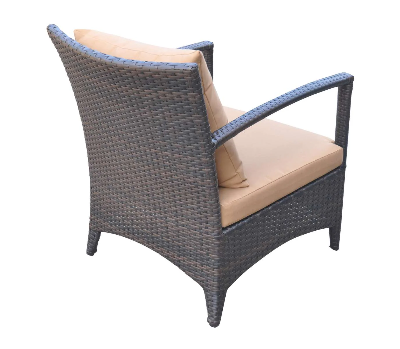 Havana 4 piece Outdoor Wicker Patio Set with Brown Fabric Cushions and Tempered Glass Top By Armen Living - Image 6