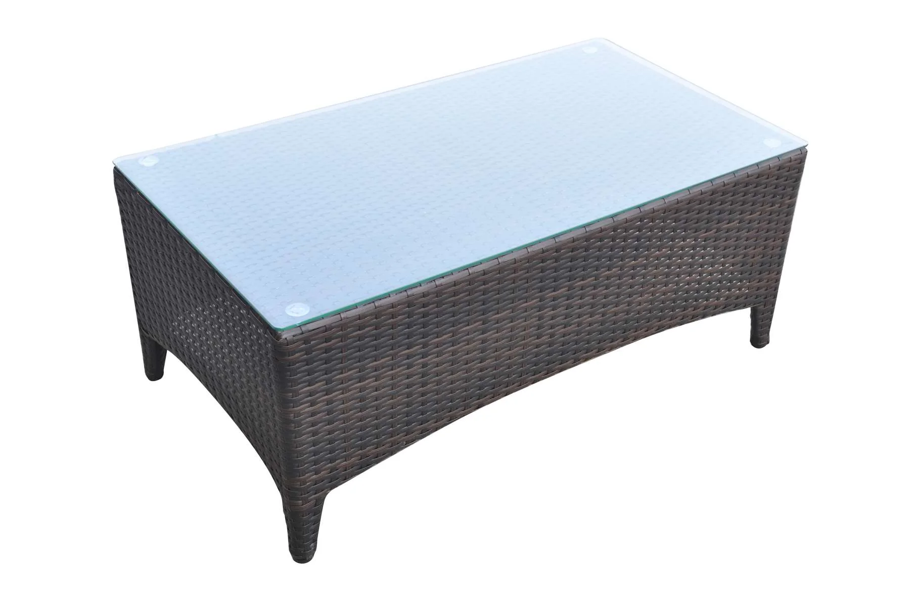 Havana 4 piece Outdoor Wicker Patio Set with Brown Fabric Cushions and Tempered Glass Top By Armen Living - Image 8