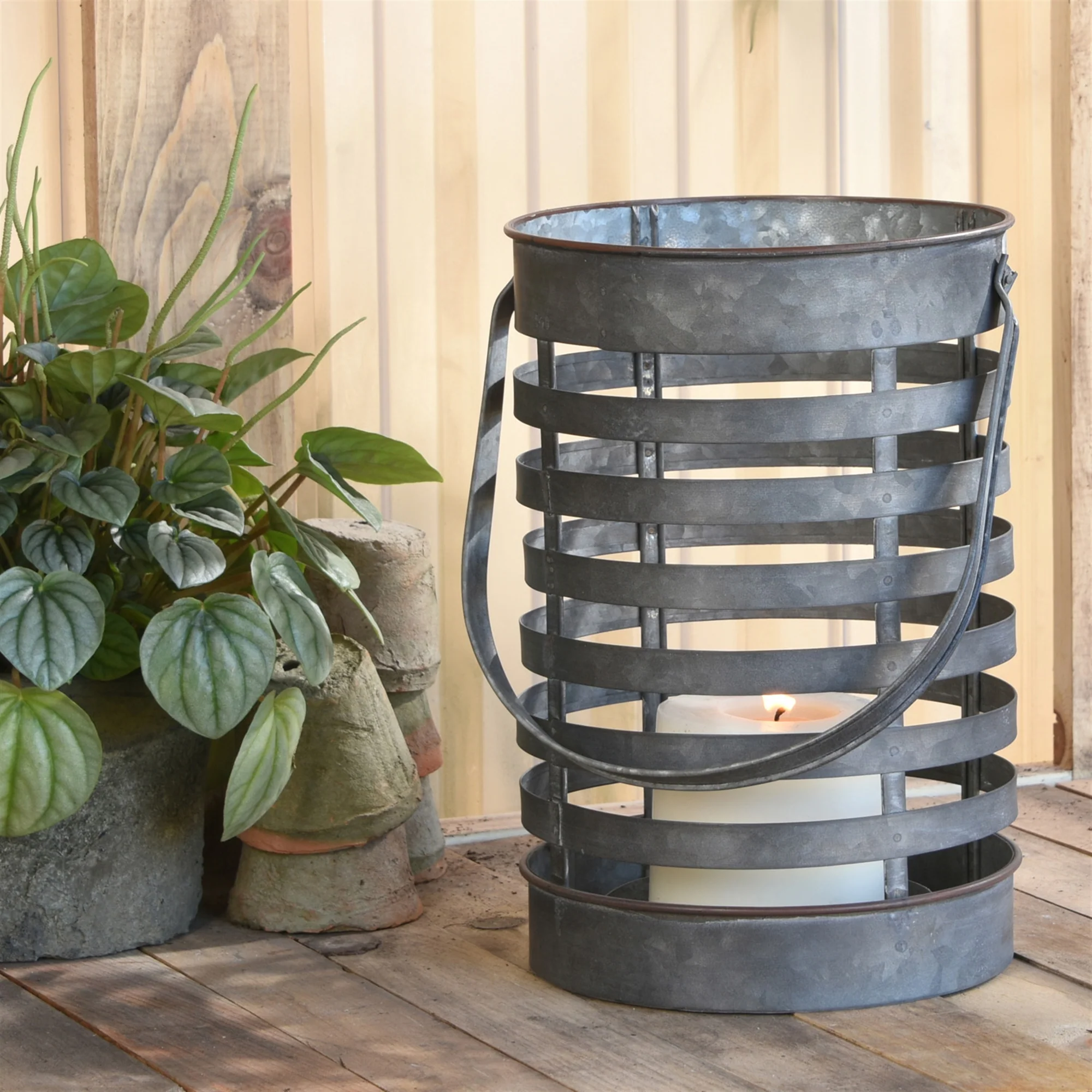 Hawken Lantern, Galvanized Set Of 2 By HomArt - Image 4