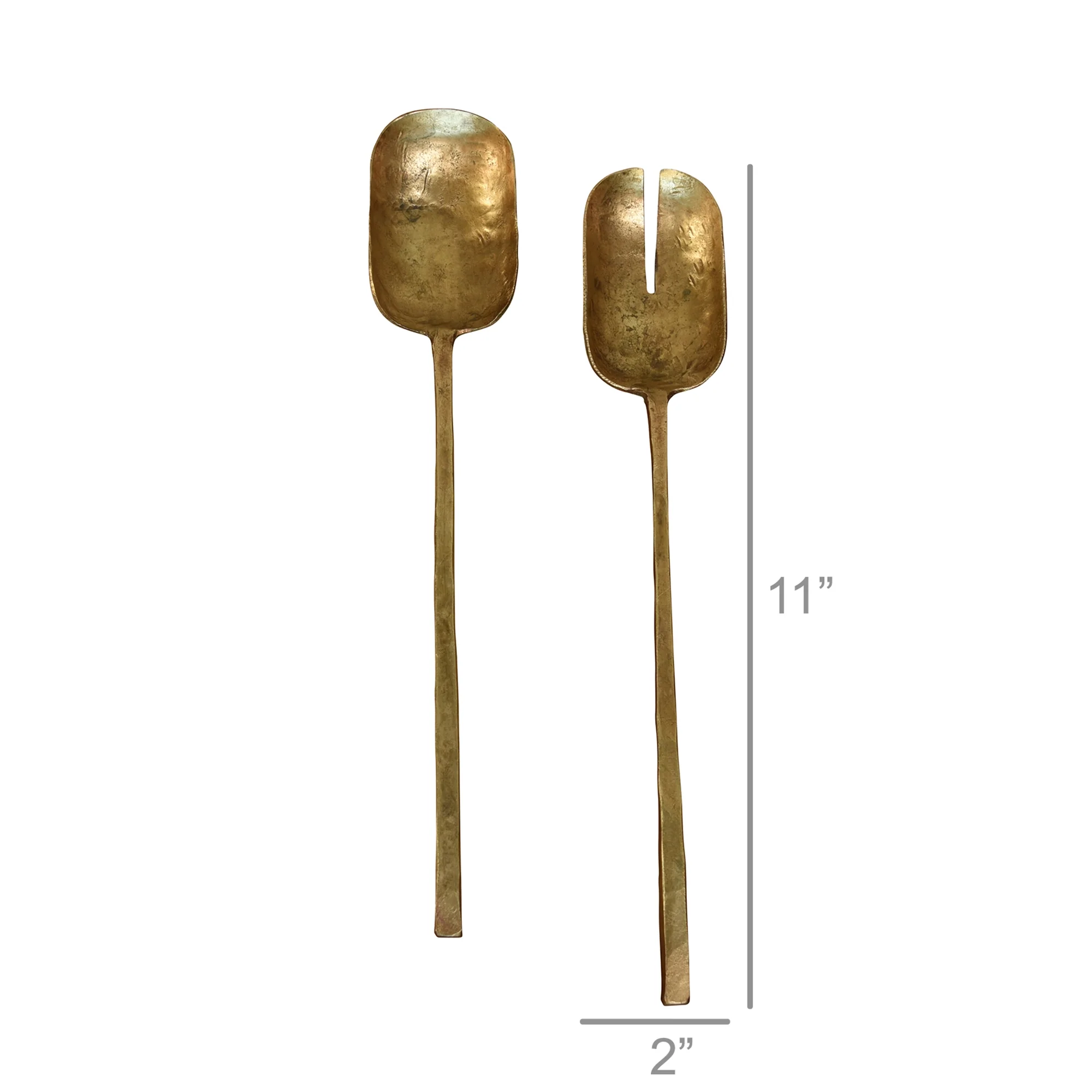Hayes Salad Servers, Brass - Brass Set Of 2 By HomArt - Image 3