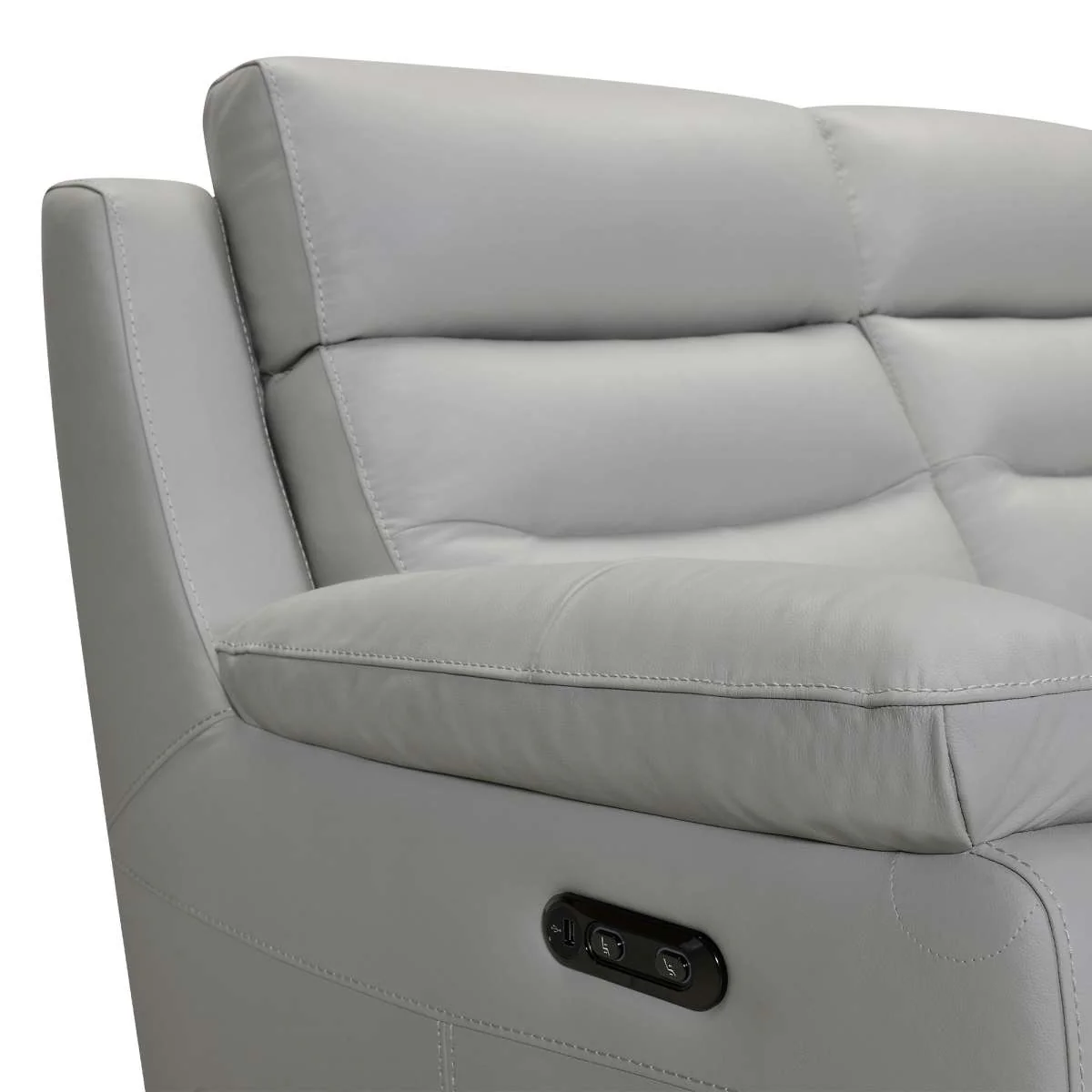 Hayward 82" Dove Gray Genuine Leather Power Reclining Sofa By Armen Living - Image 6