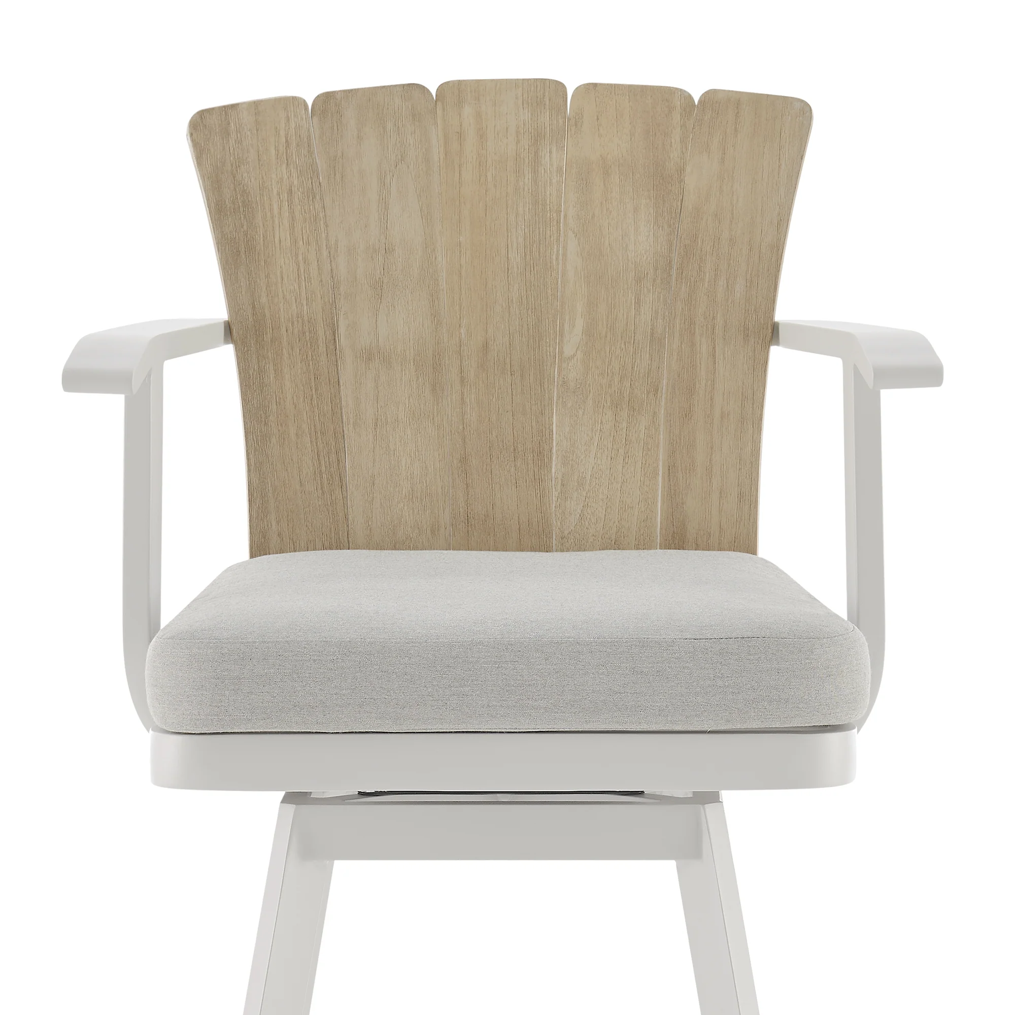 Hazel Outdoor Patio Swivel Bar Stool in Aluminum with Teak Wood and Argent Gray Cushions By Armen Living - Image 5