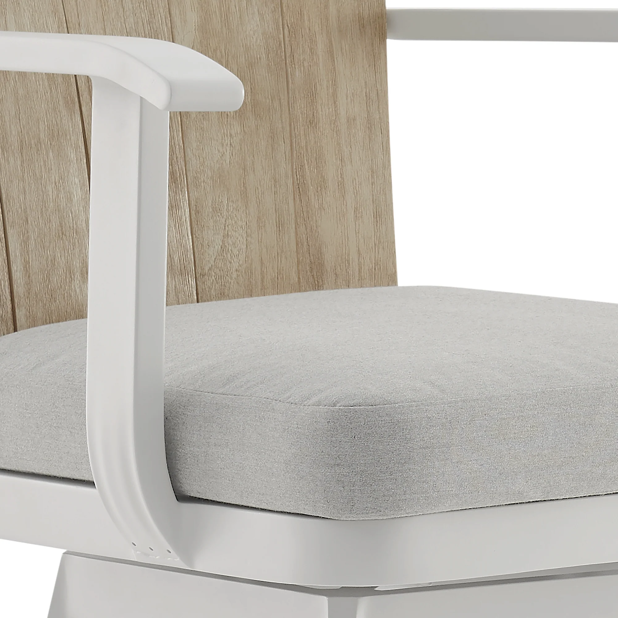 Hazel Outdoor Patio Swivel Bar Stool in Aluminum with Teak Wood and Argent Gray Cushions By Armen Living - Image 6