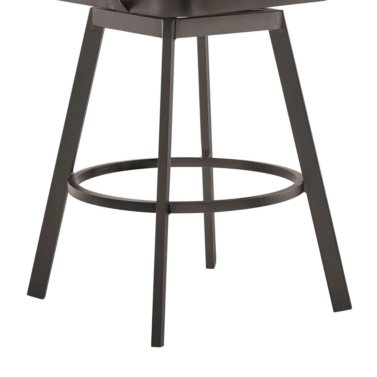 Hazel Outdoor Patio Swivel Bar Stool in Aluminum with Teak Wood and Brown Cushion By Armen Living - Image 6