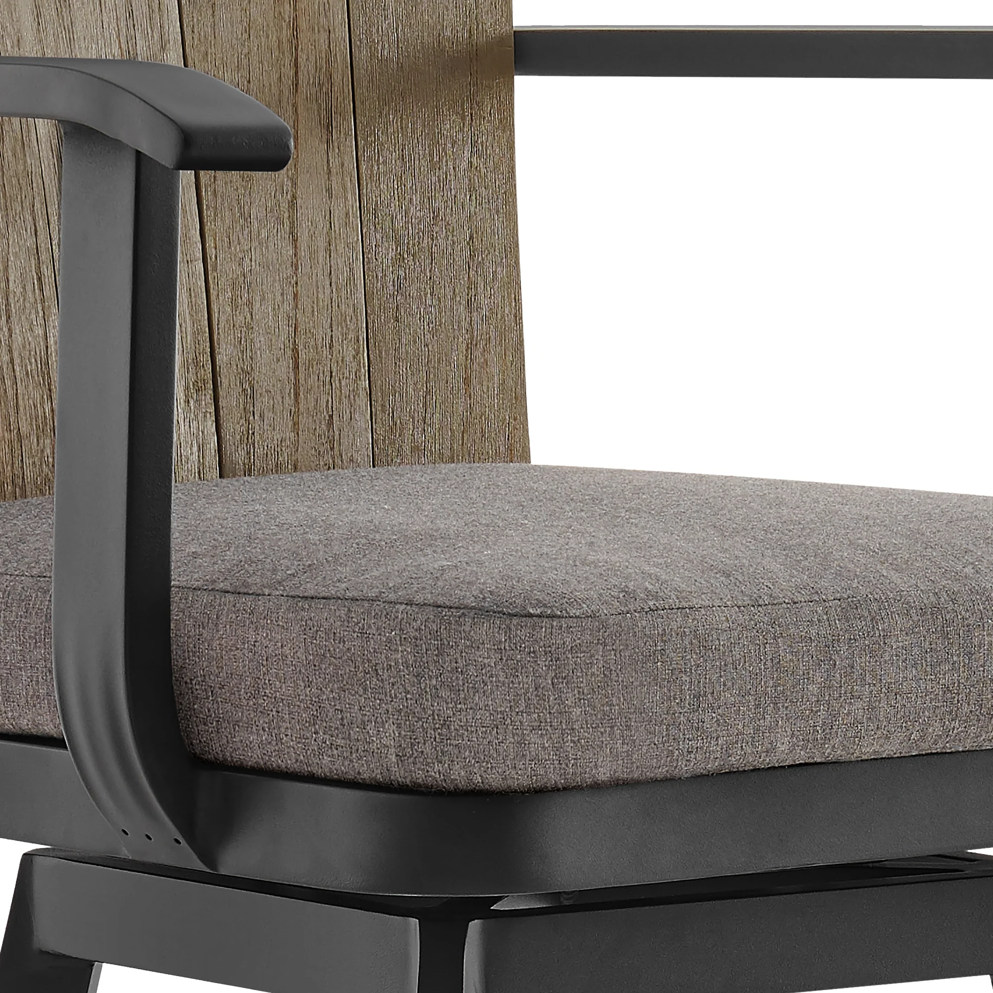 Hazel Outdoor Patio Swivel Bar Stool in Aluminum with Teak Wood and Charcoal Cushion By Armen Living - Image 7