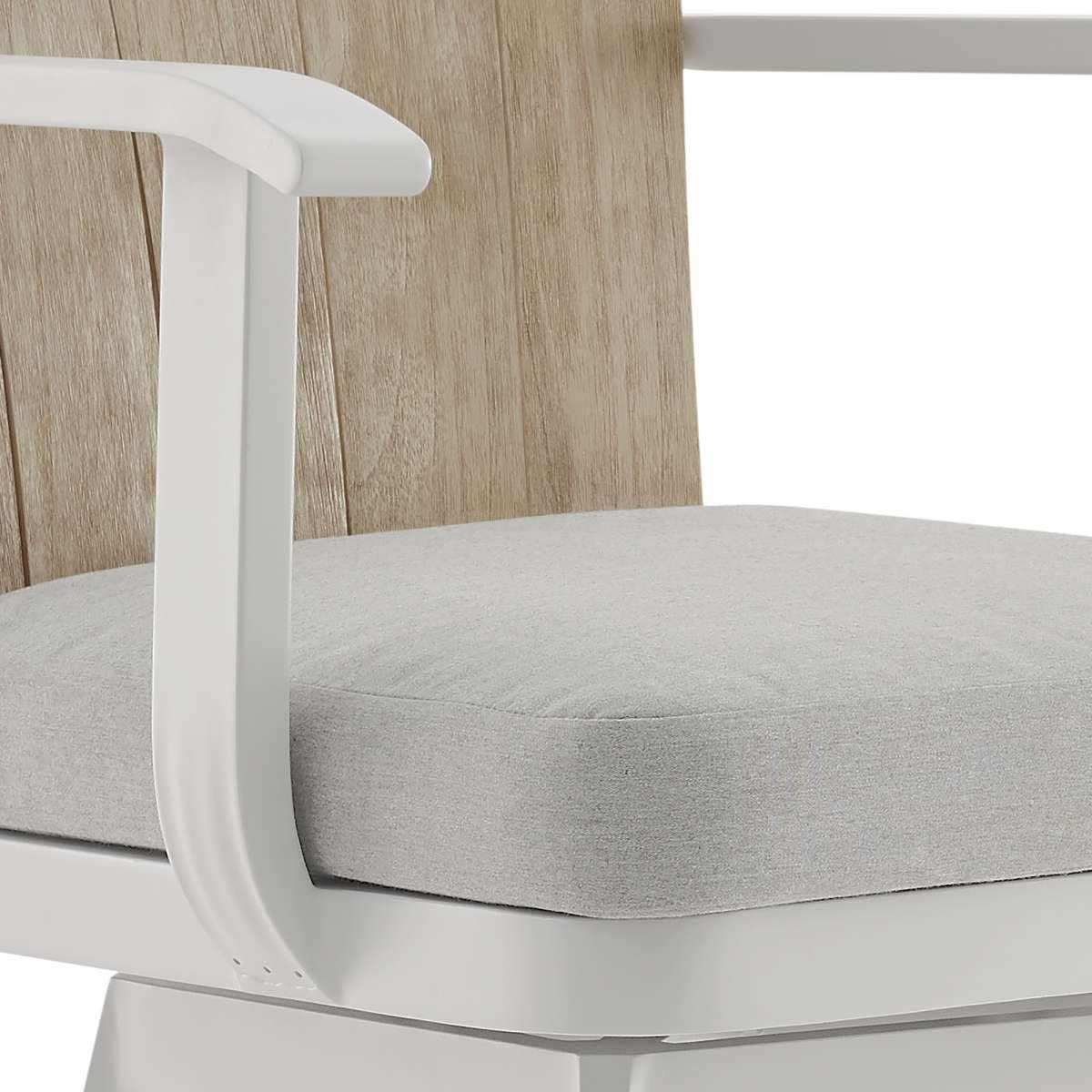 Hazel Outdoor Patio Swivel Counter Stool in Aluminum with Teak Wood and Argent Gray Cushions By Armen Living - Image 5