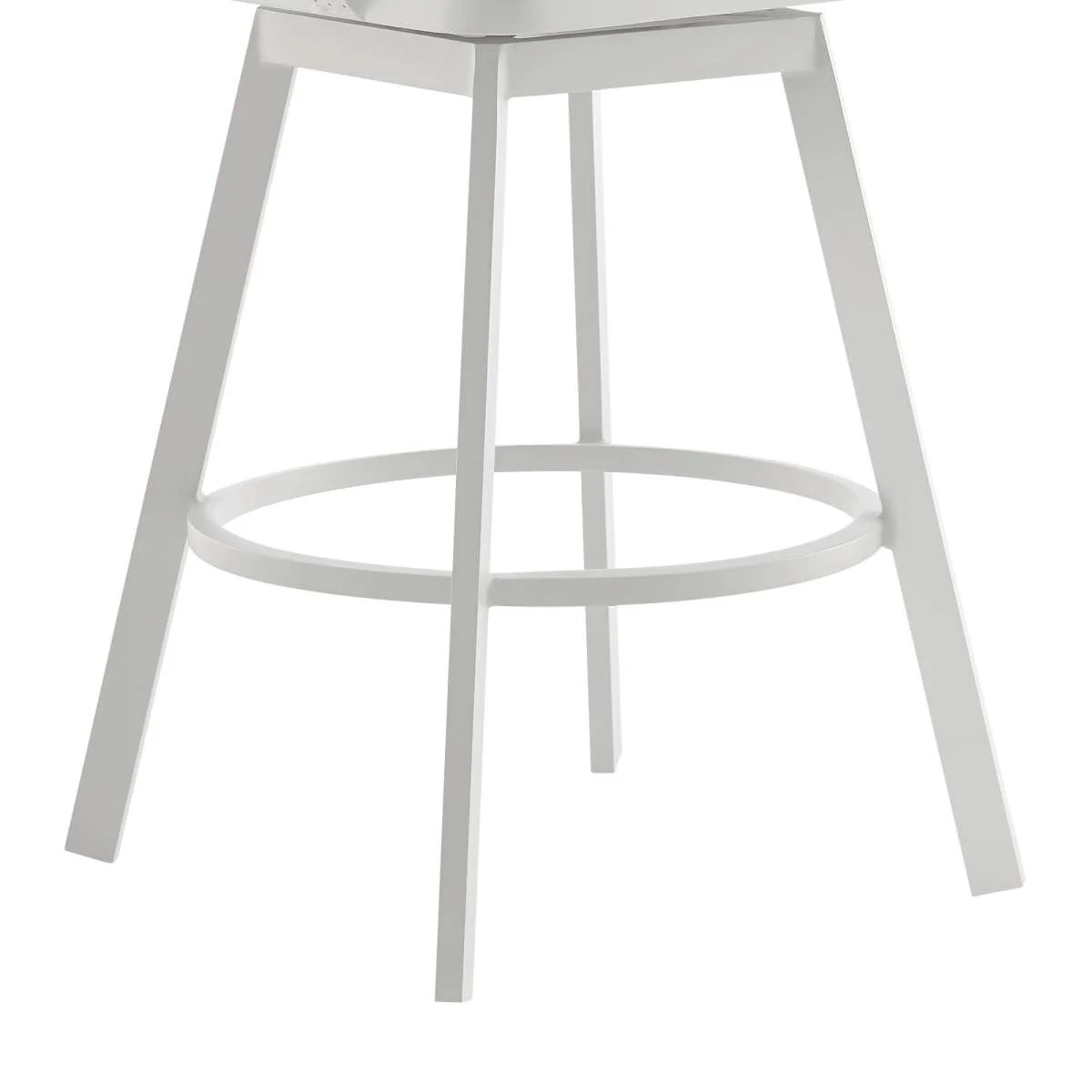 Hazel Outdoor Patio Swivel Counter Stool in Aluminum with Teak Wood and Argent Gray Cushions By Armen Living - Image 6