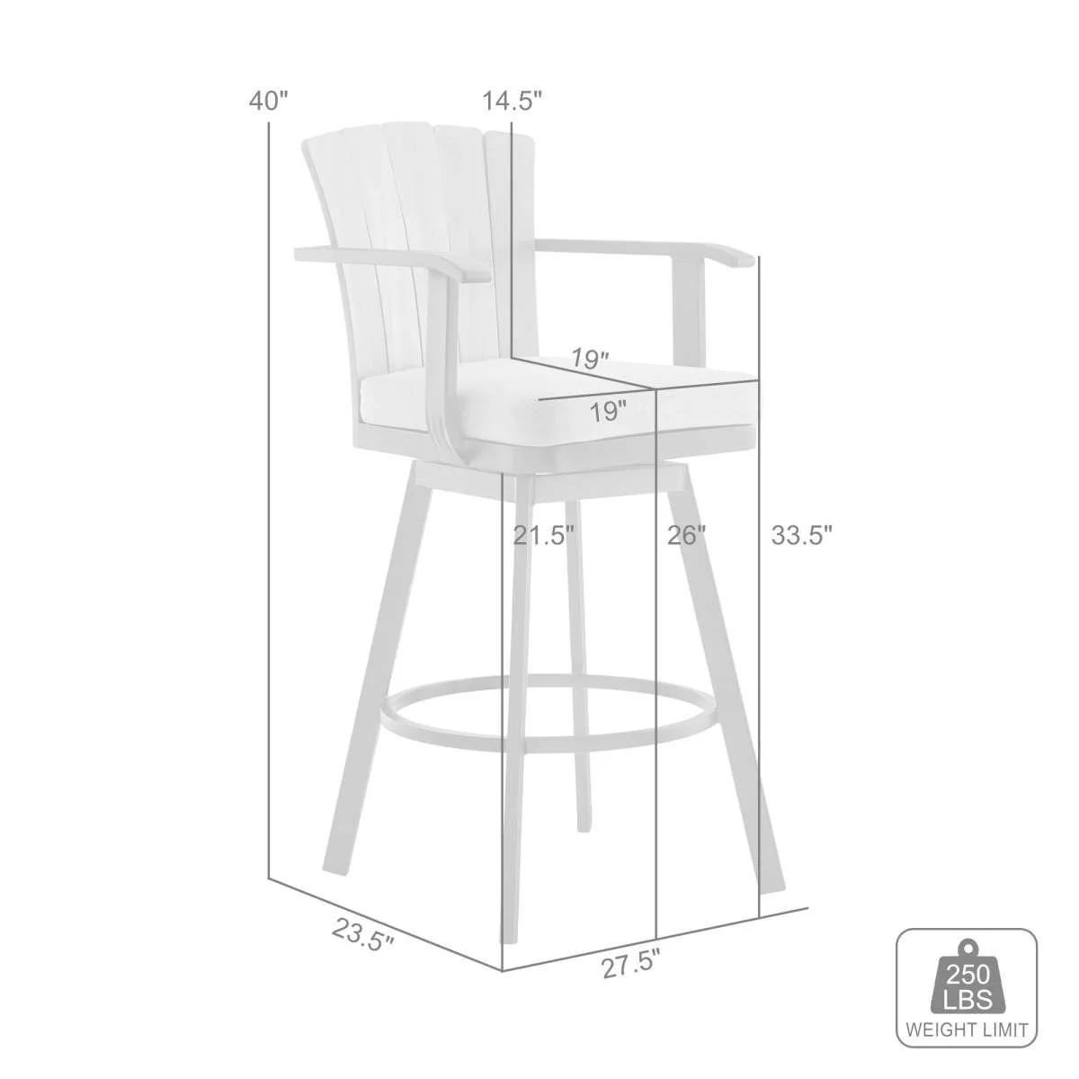Hazel Outdoor Patio Swivel Counter Stool in Aluminum with Teak Wood and Argent Gray Cushions By Armen Living - Image 7