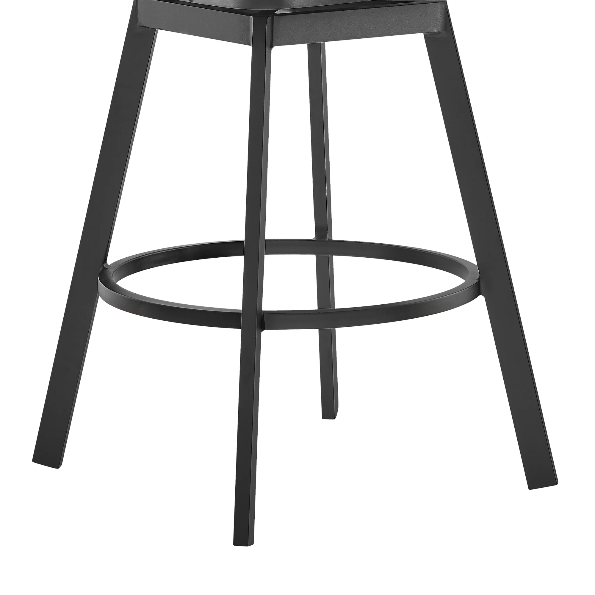 Hazel Outdoor Patio Swivel Counter Stool in Aluminum with Teak Wood and Charcoal Cushion By Armen Living - Image 8