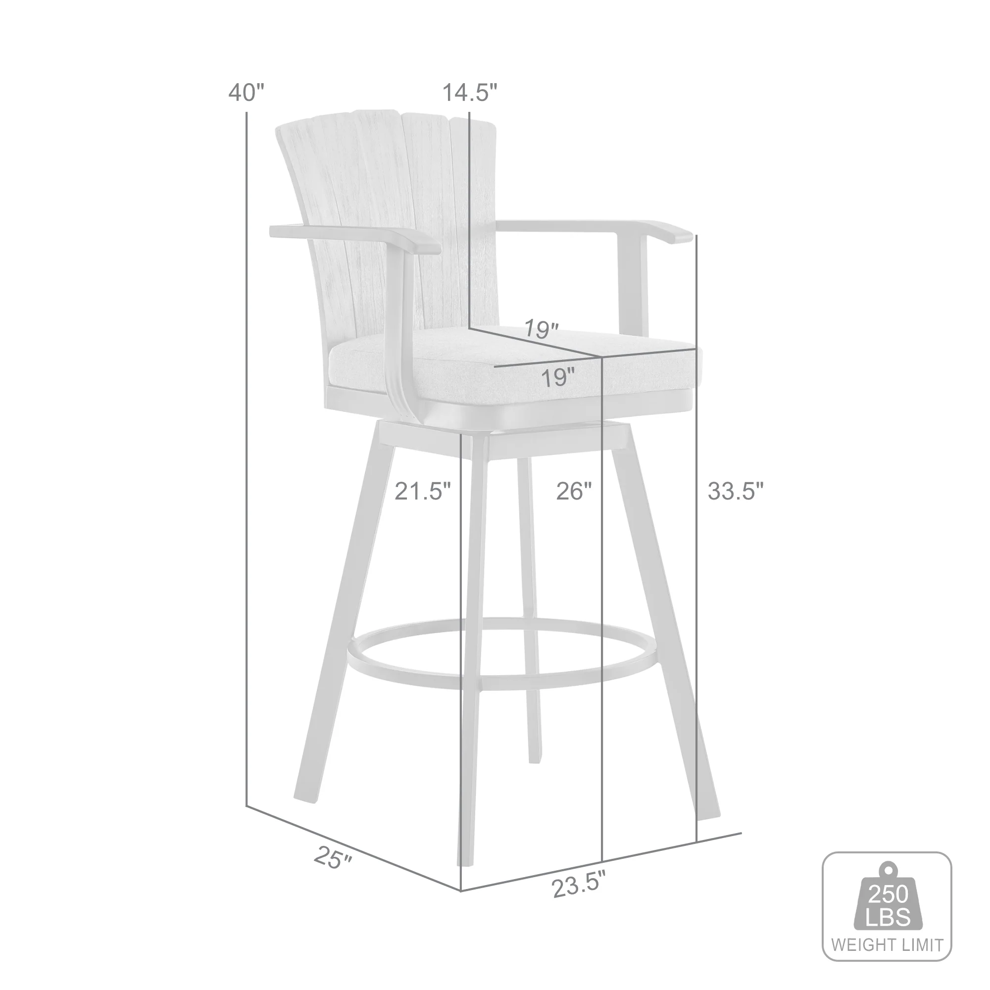 Hazel Outdoor Patio Swivel Counter Stool in Aluminum with Teak Wood and Charcoal Cushion By Armen Living - Image 9