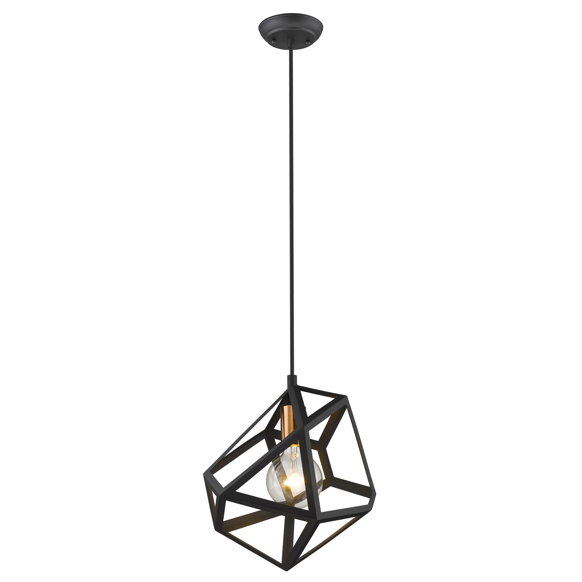 Hedron 1-Light Matte Black Pendant By Homeroots - Image 2