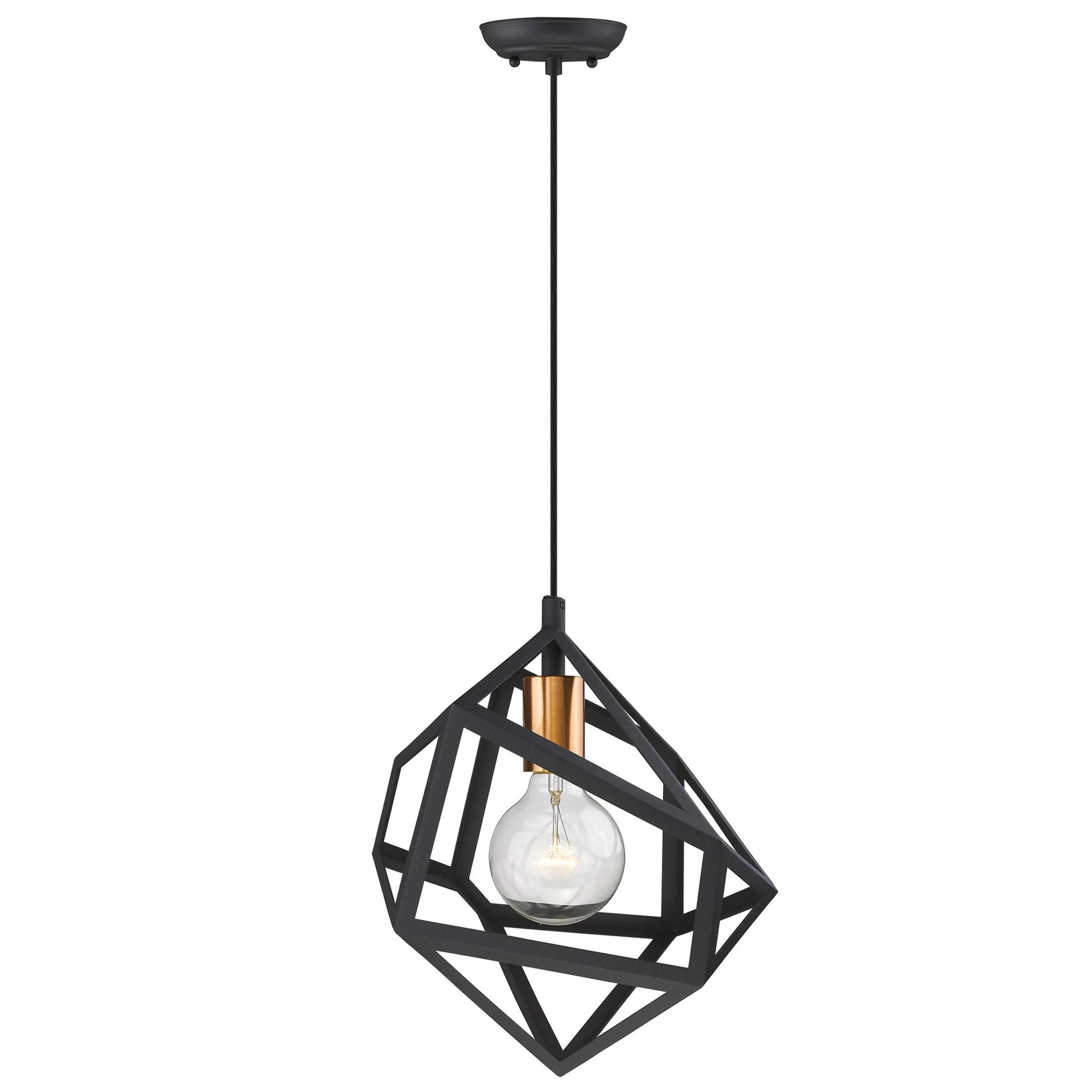 Hedron 1-Light Matte Black Pendant By Homeroots - Image 3