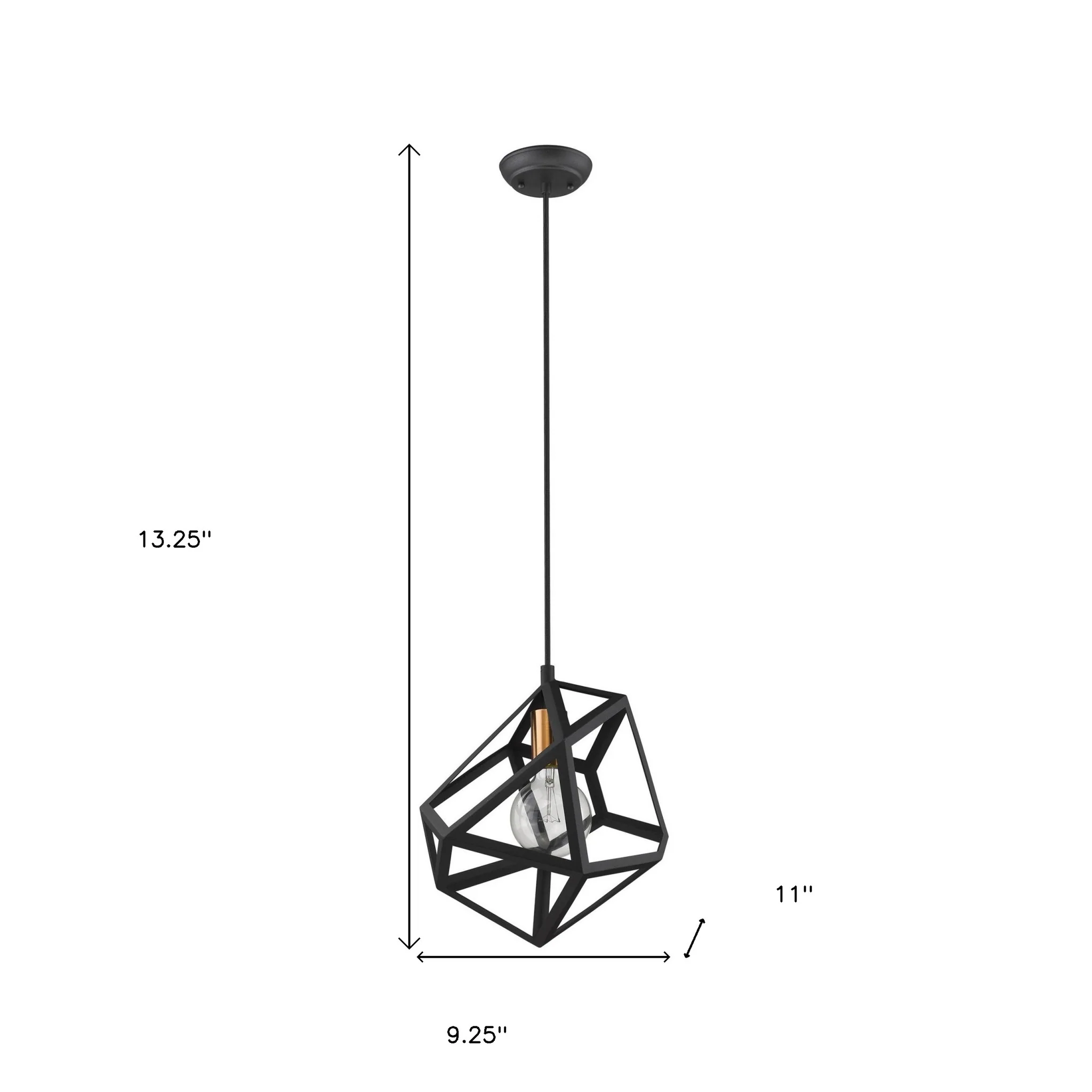 Hedron 1-Light Matte Black Pendant By Homeroots - Image 5