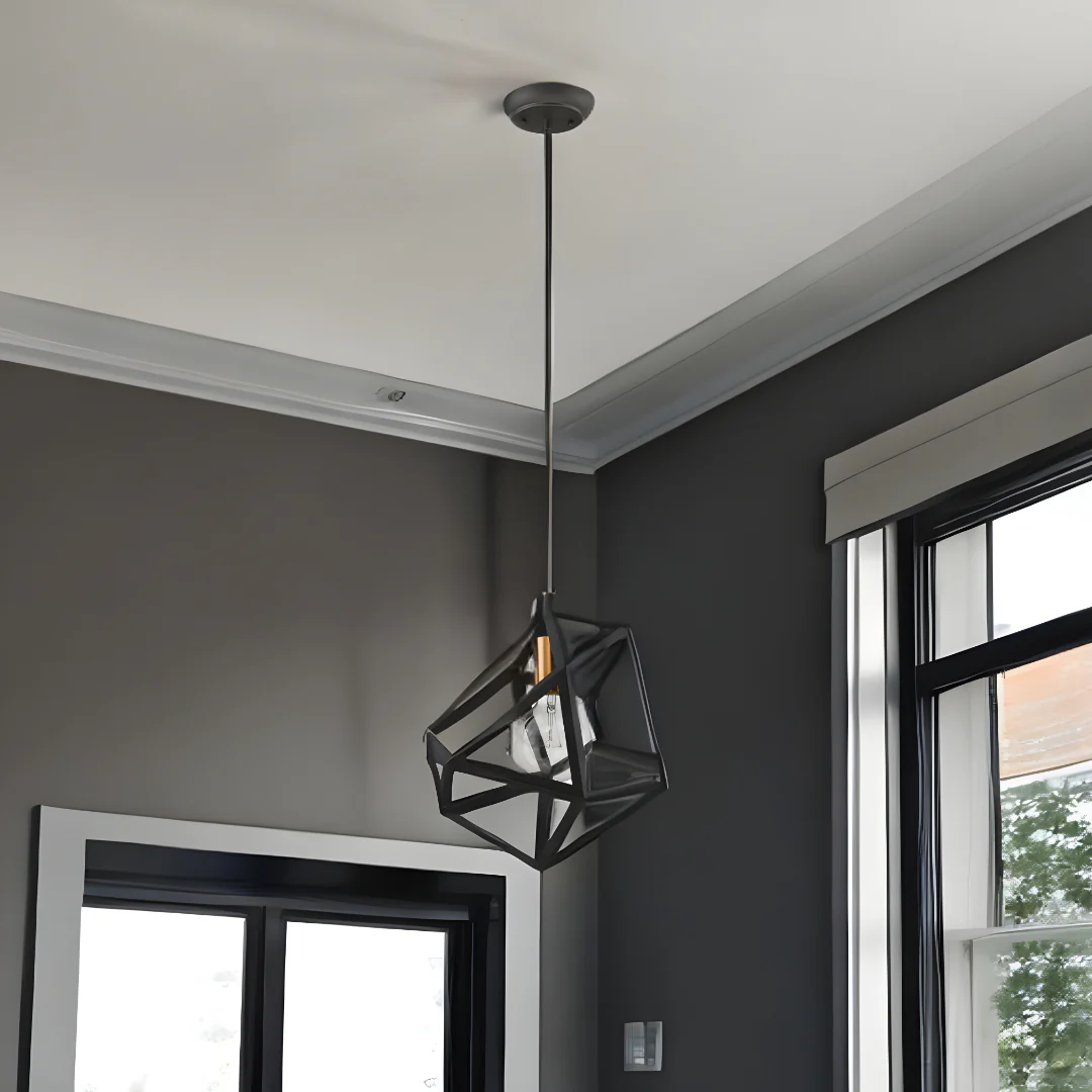 Hedron 1-Light Matte Black Pendant By Homeroots - Image 6