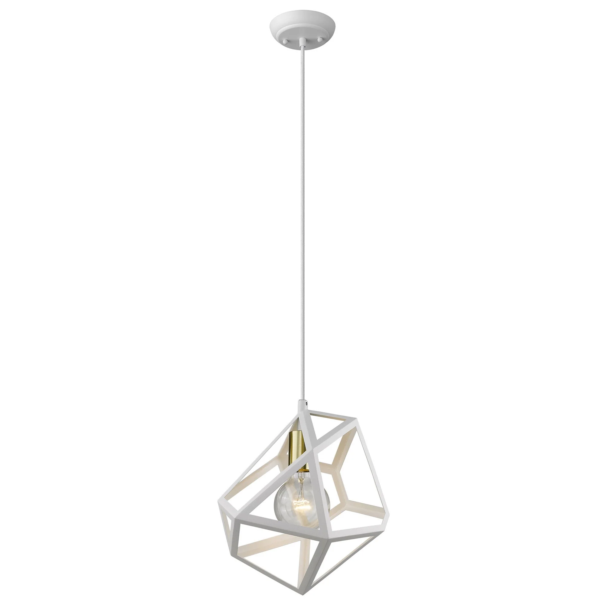 Hedron 1-Light White Pendant By Homeroots - Image 2