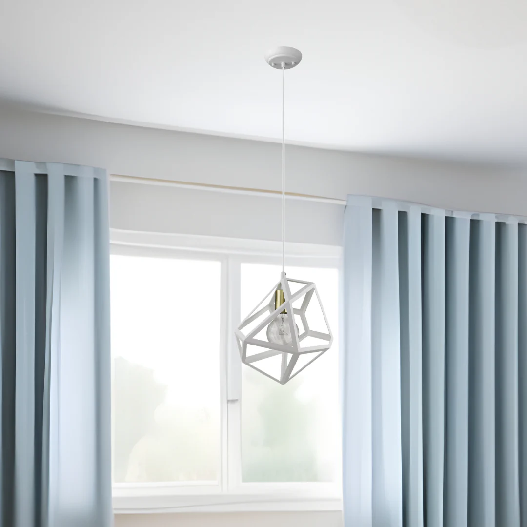Hedron 1-Light White Pendant By Homeroots - Image 5