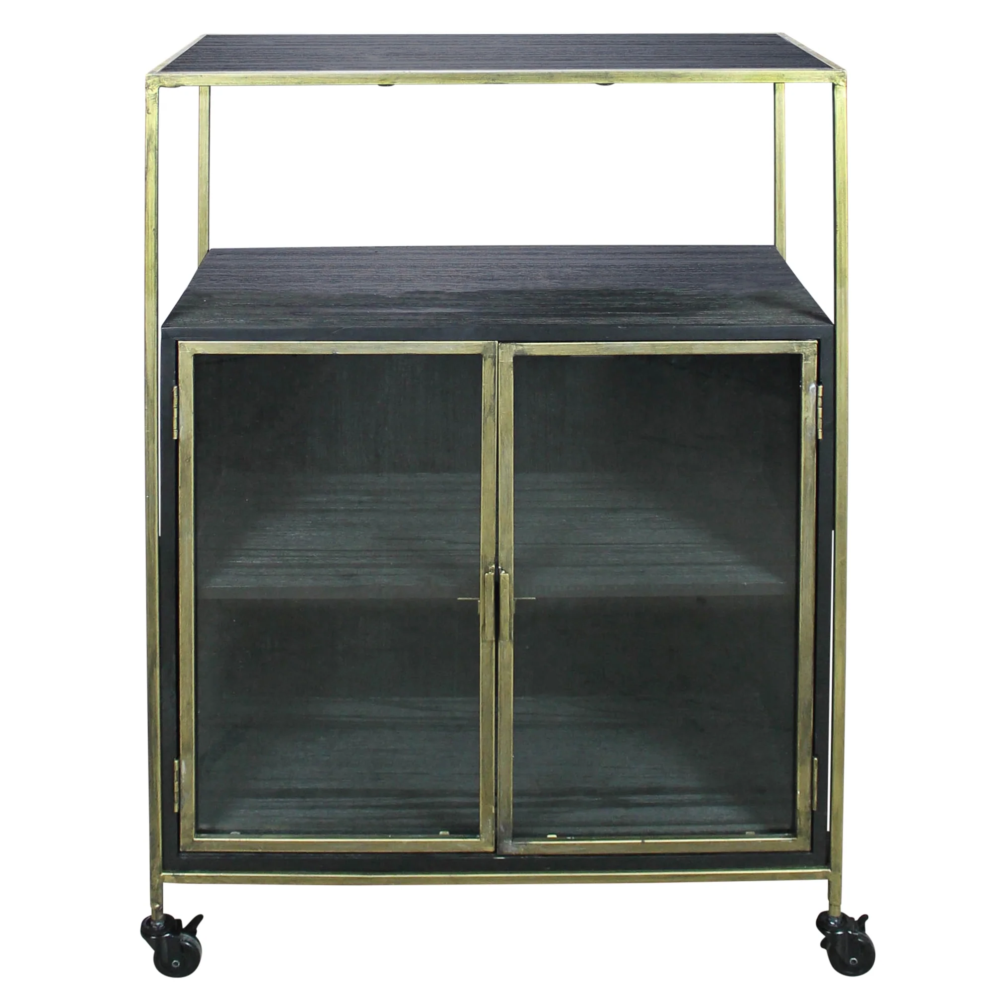 Hendrik Rolling Cart, Wood & Brass By HomArt - Image 2