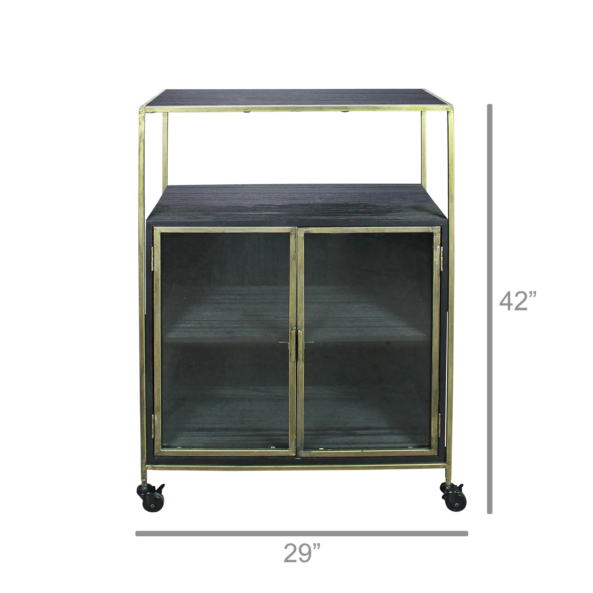 Hendrik Rolling Cart, Wood & Brass By HomArt - Image 3