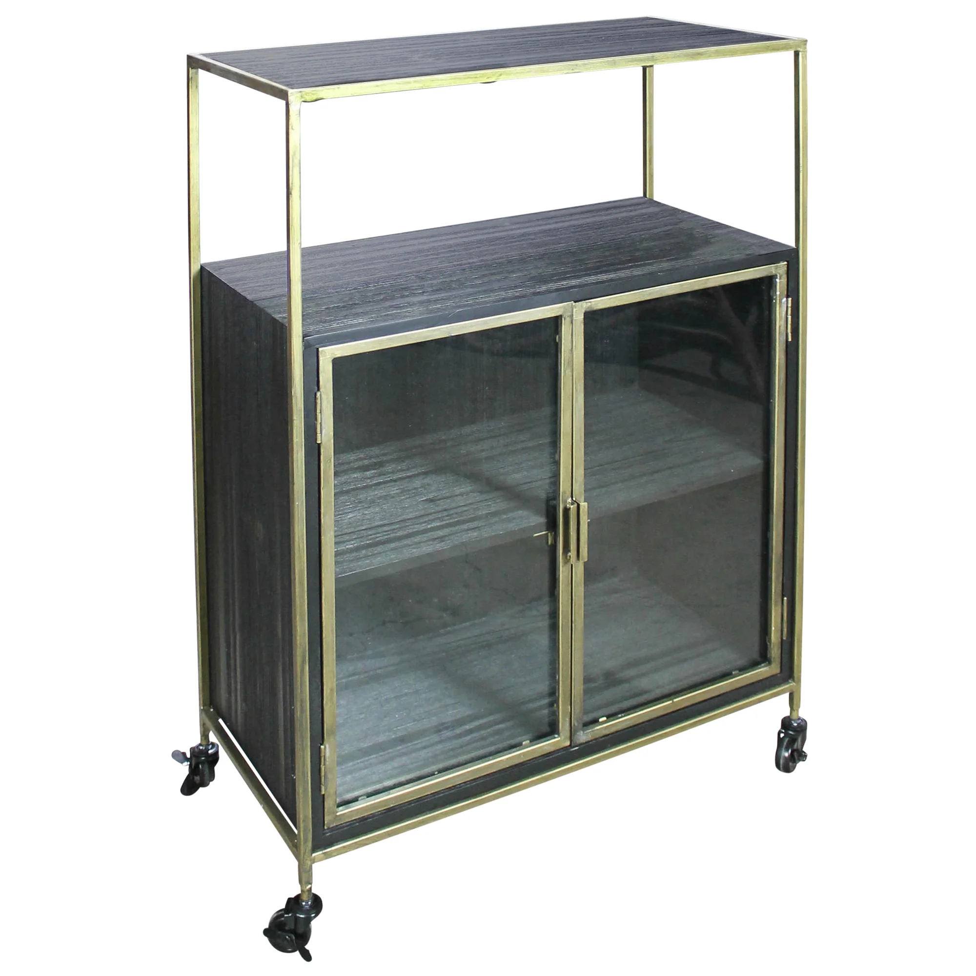 Hendrik Rolling Cart, Wood & Brass By HomArt - Image 4