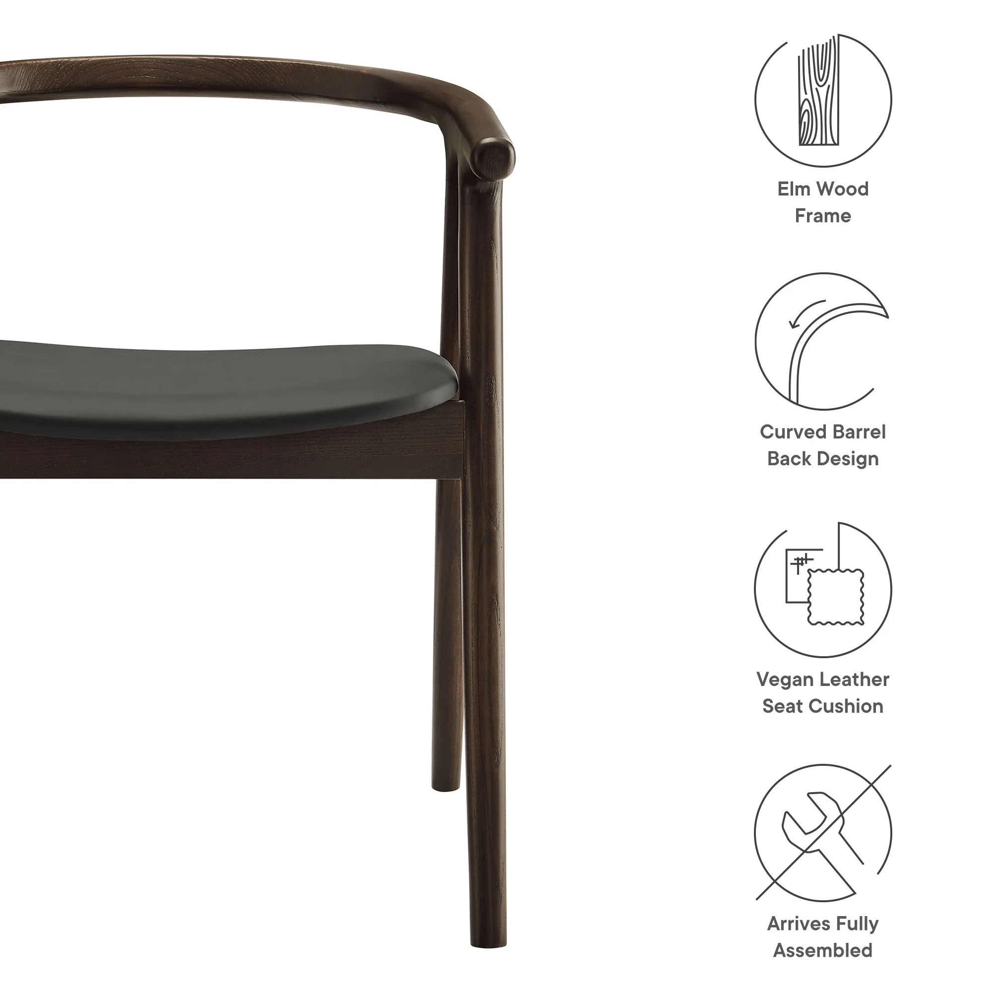 Henry Vegan Leather and Wood Dining Chair by Modway - Image 8