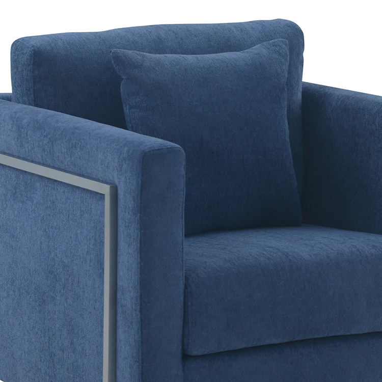 Heritage 2 Piece Blue Fabric Upholstered Sofa & Chair Set By Armen Living - Image 3
