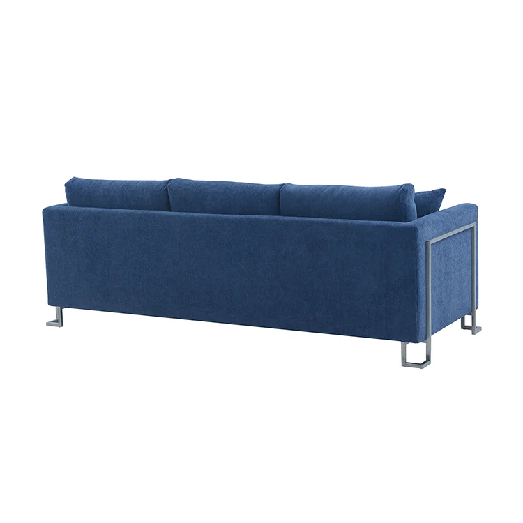 Heritage 2 Piece Blue Fabric Upholstered Sofa & Chair Set By Armen Living - Image 4