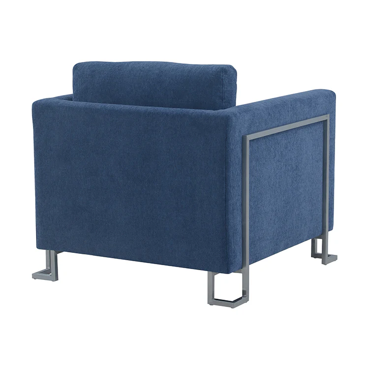 Heritage 2 Piece Blue Fabric Upholstered Sofa & Chair Set By Armen Living - Image 6