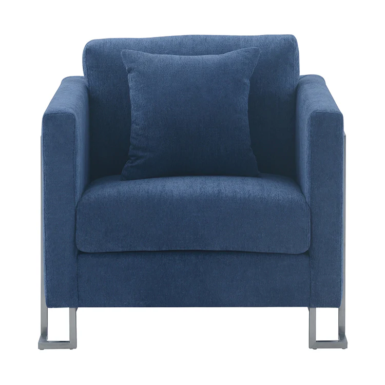 Heritage 2 Piece Blue Fabric Upholstered Sofa & Chair Set By Armen Living - Image 7