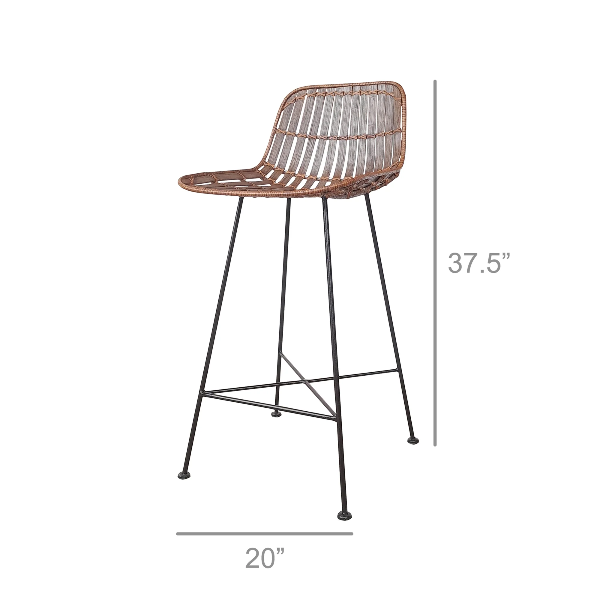 Hermosa Bar Stool, Iron & Rattan By HomArt - Image 2