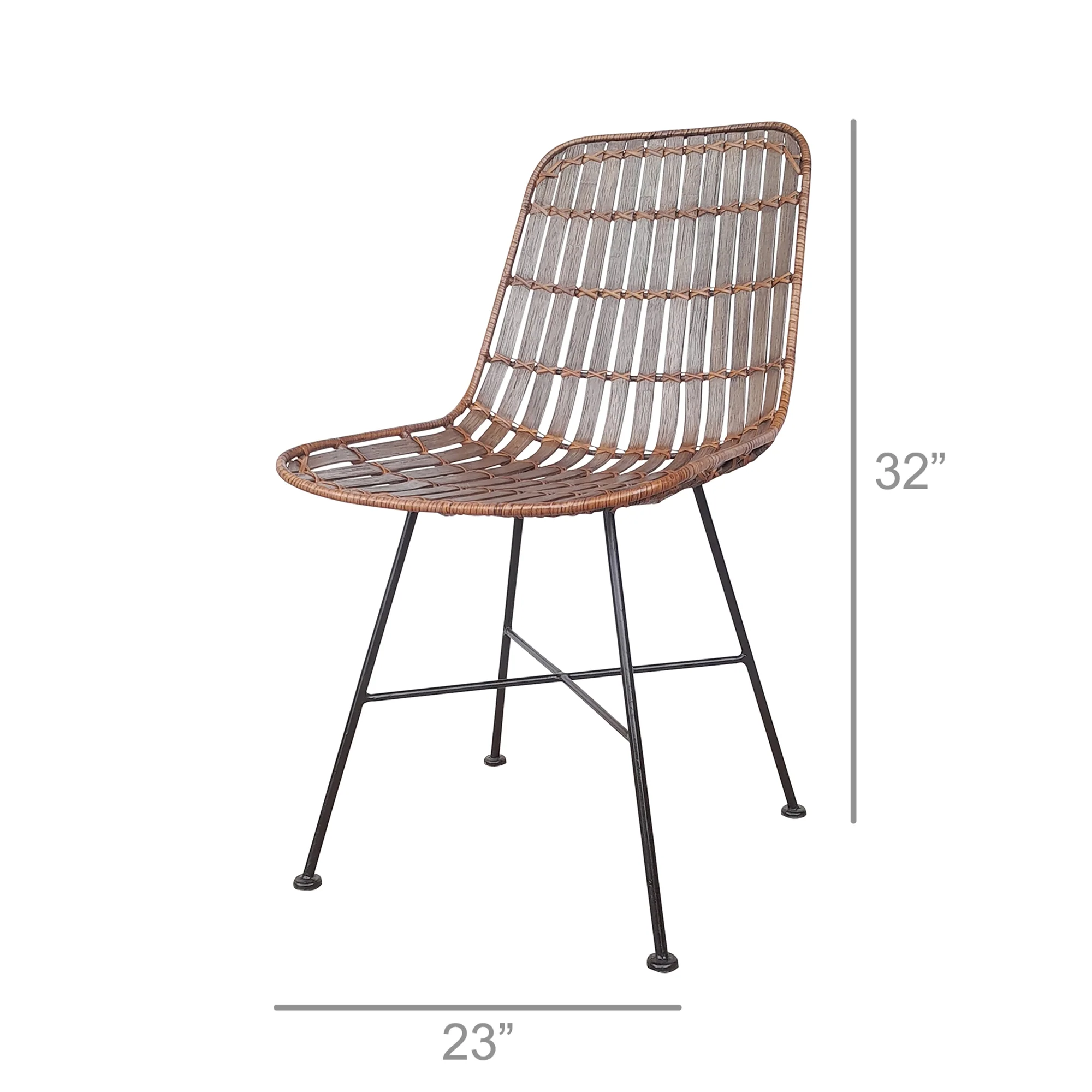 Hermosa Side Chair, Iron & Rattan By HomArt - Image 2