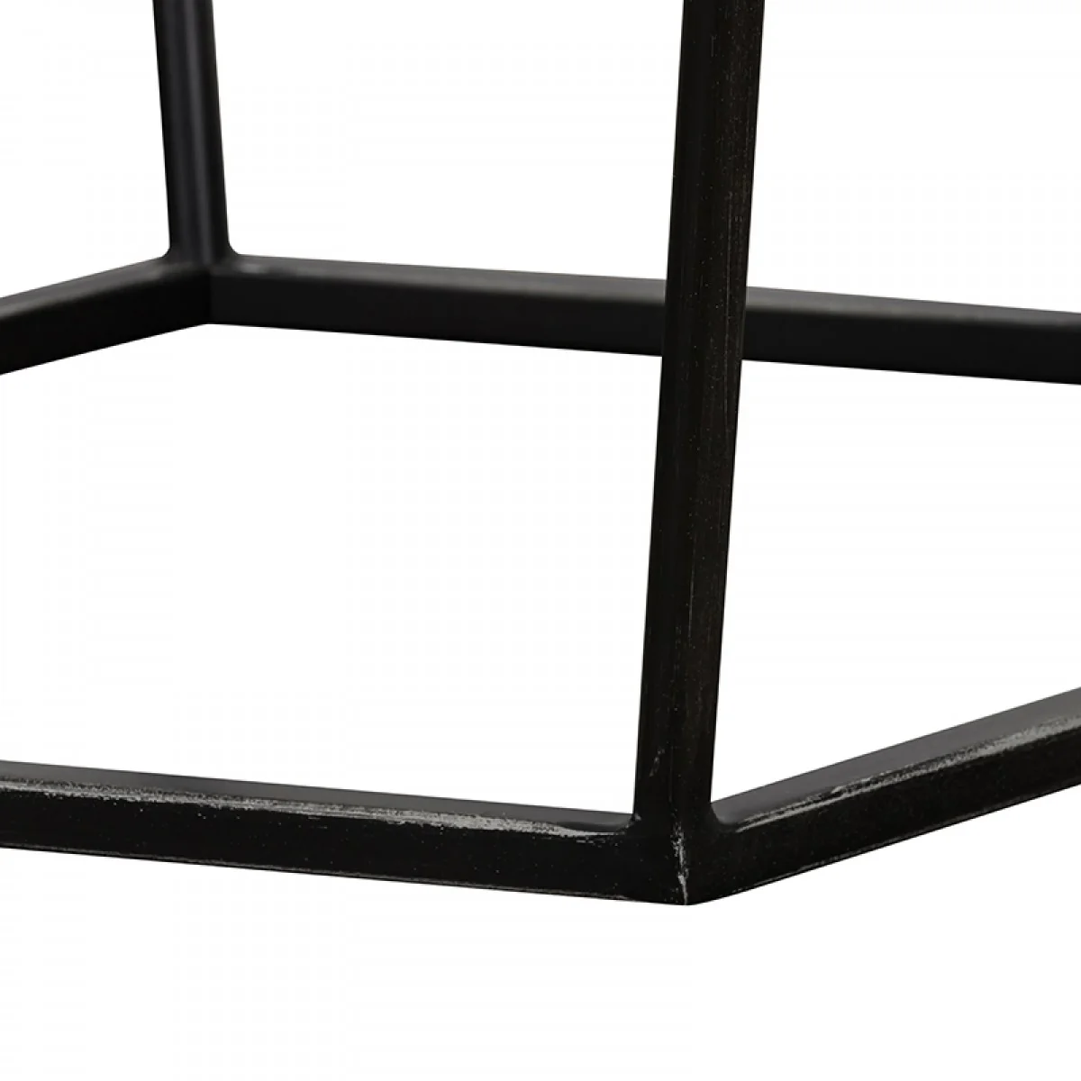 Hexagonal Concrete End Table With Metal Base Gray And Black By Benzara - Image 2