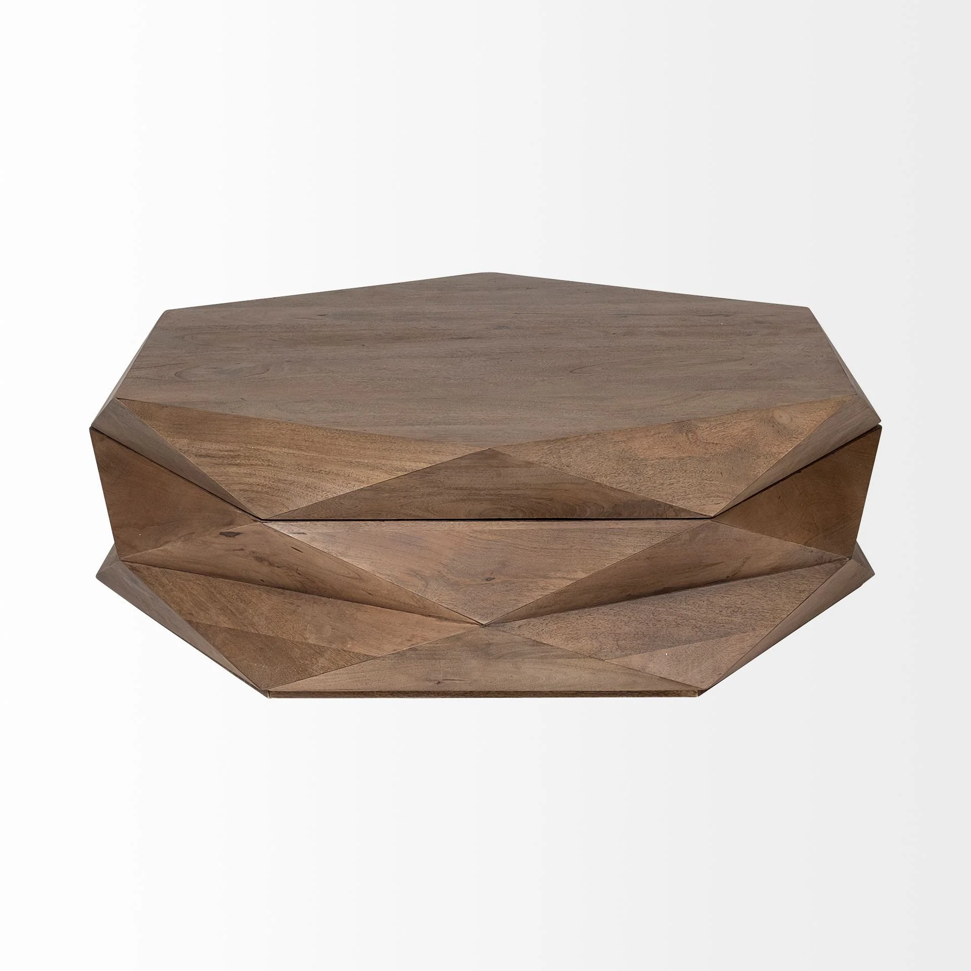 Hexagonal Hinged Solid Wood Top and Base Coffee Table By Homeroots - Image 2