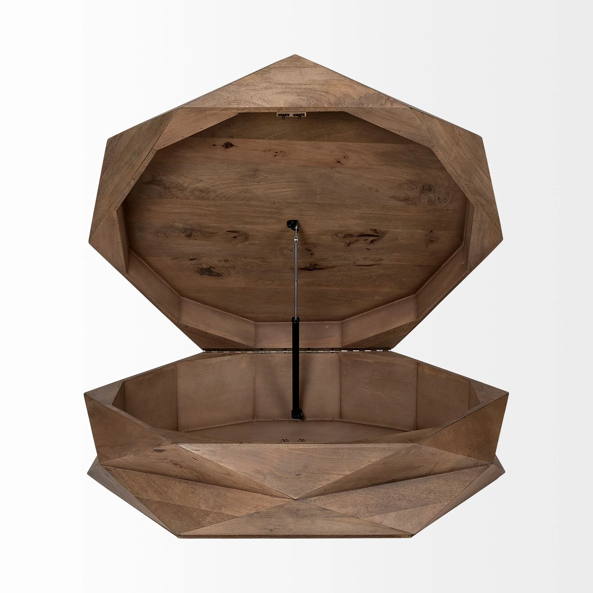 Hexagonal Hinged Solid Wood Top and Base Coffee Table By Homeroots - Image 4