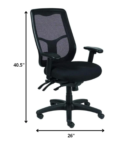 High Back Black Mesh Fabric Chair By Homeroots - Image 2