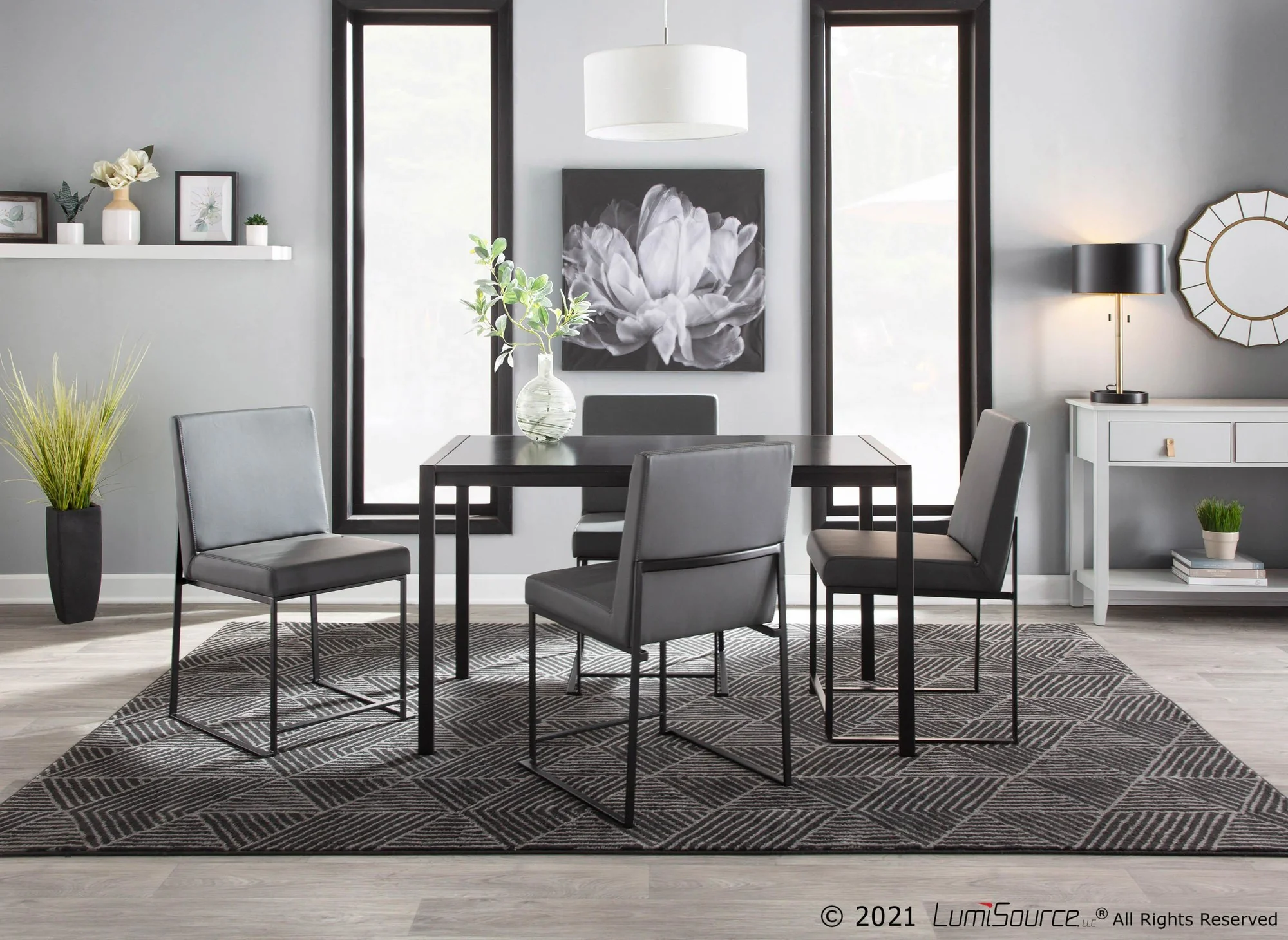 High Back Fuji Dining Chair - Set of 2 Gray By LumiSource - DC-HBFUJI BKGY2 - Image 6