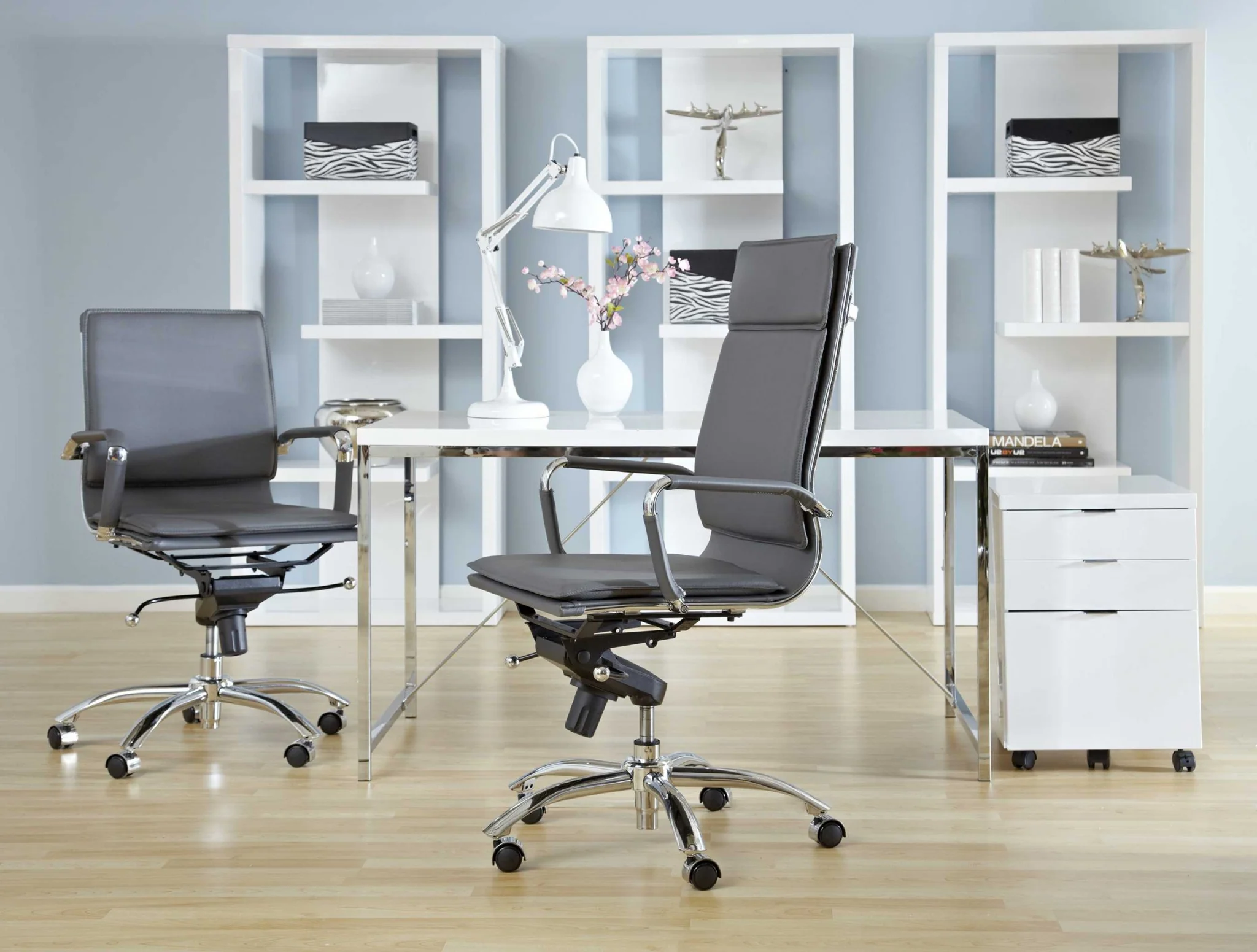 High Back Office Chair in Black with Chromed Steel Base By Homeroots - 370545 - Image 21