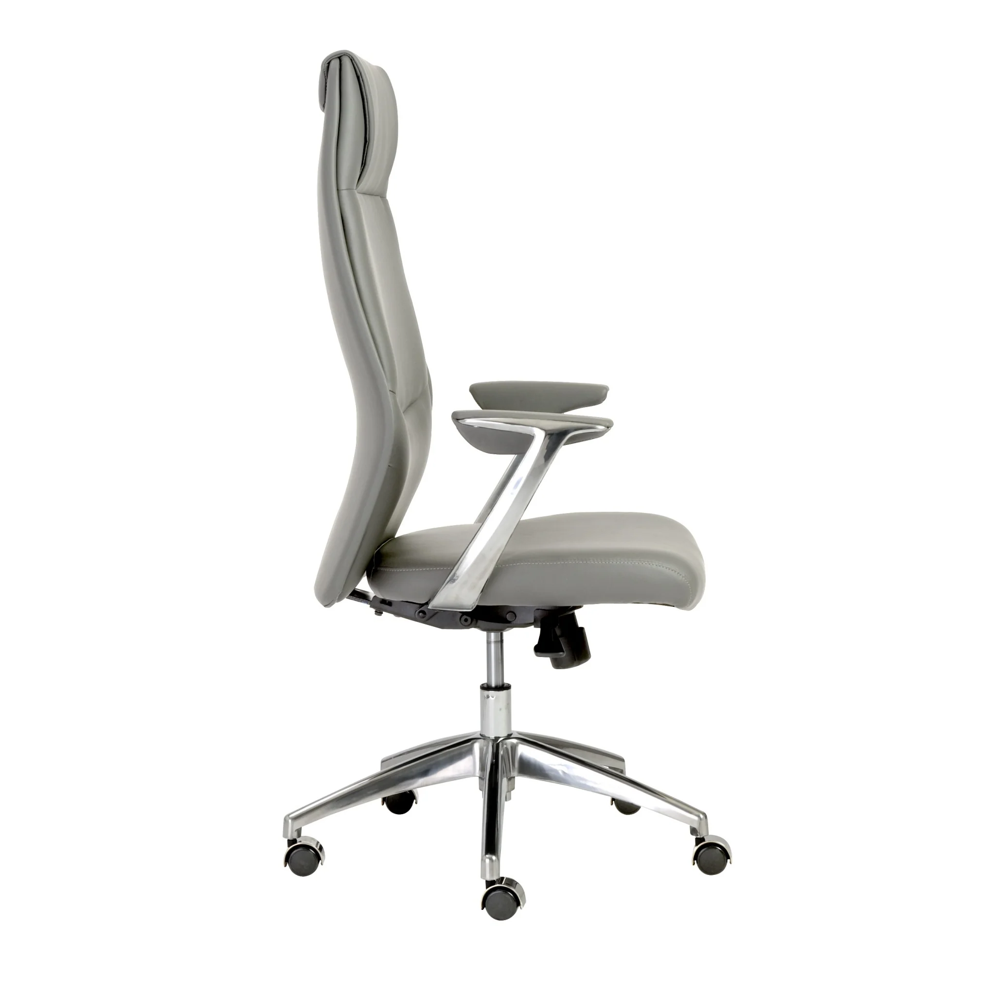 High Back Office Chair in Gray with Polished Aluminum Base By Homeroots - Image 3